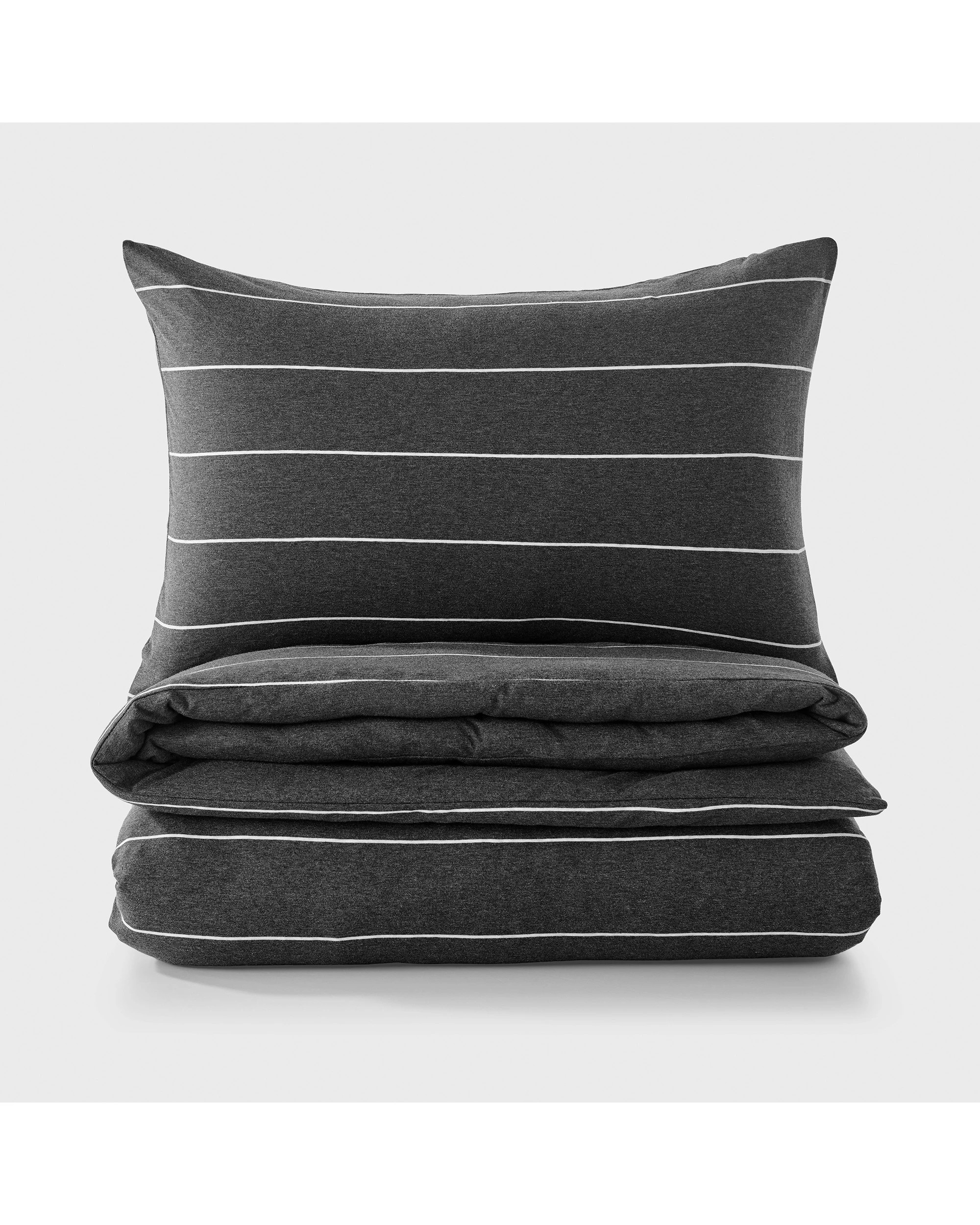5 Dreamaker Jersey Luxe 100% Cotton Reversible Quilt Cover Set Charcoal - King Bed - Charcoal, 5 of 9