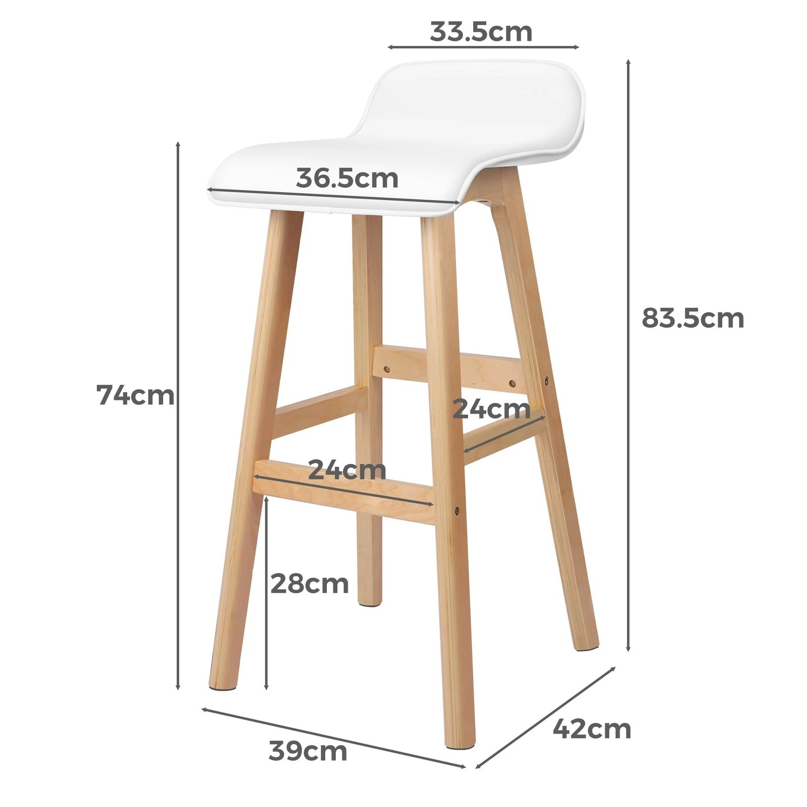 7 Alfordson 4x Wooden Bar Stools Kitchen Dining Chair Leather Samuel - White, 7 of 9