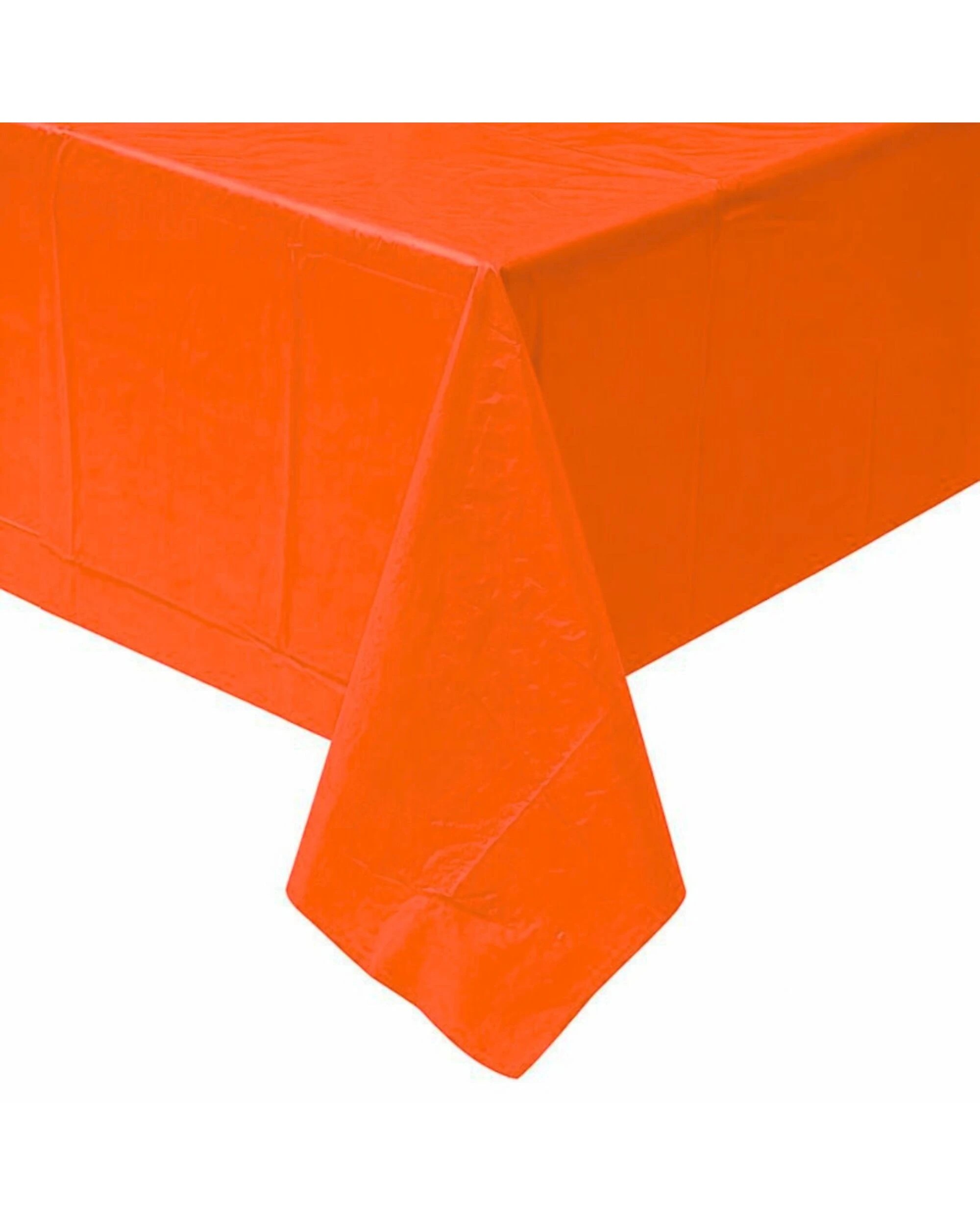 1 Unique Orange Rectangular Plastic Tablecloth - Orange, 1 of 2