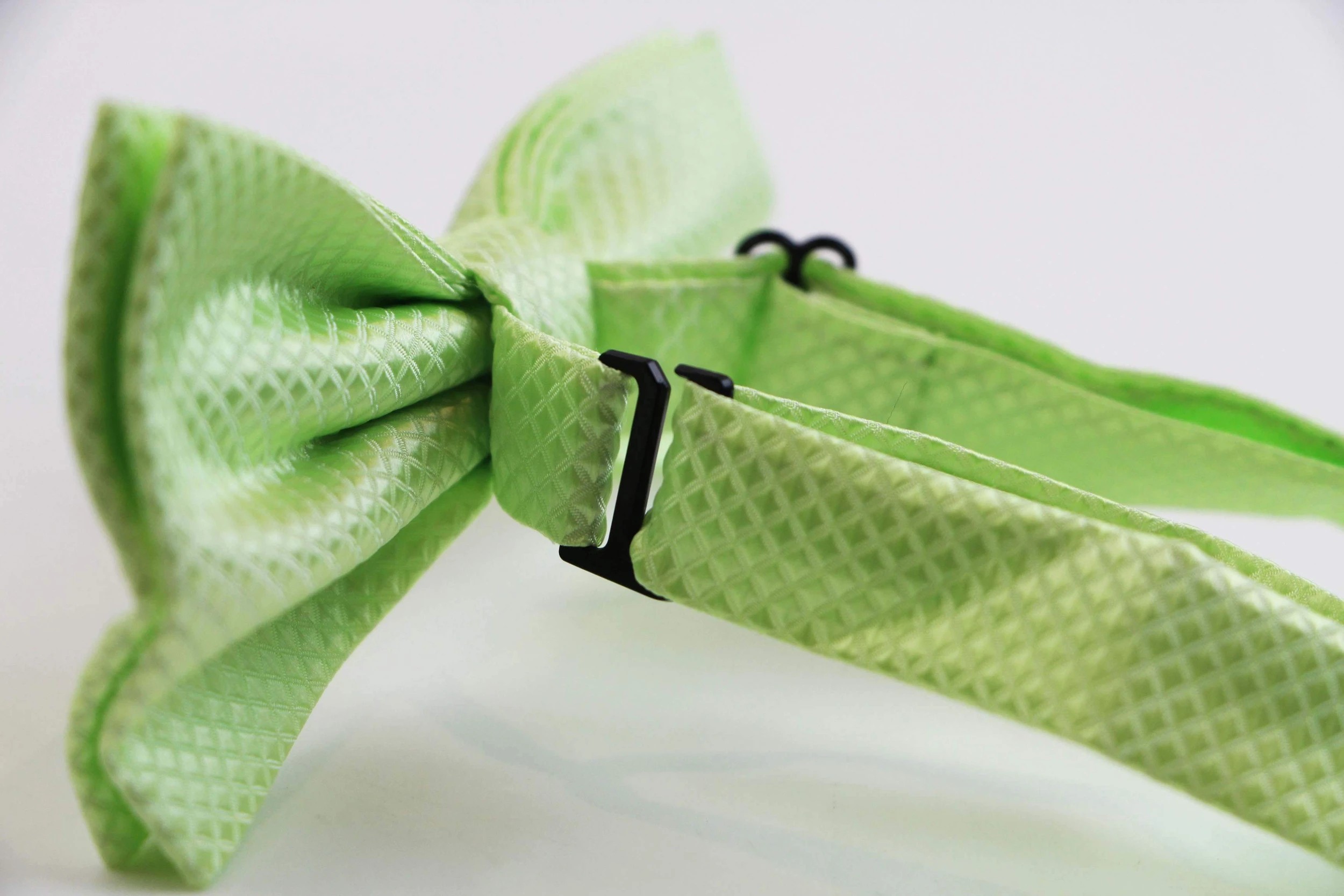 2 Zasel Mens Lime Plain Coloured Large Patterned Checkered Bow Tie - Yellow, 2 of 3