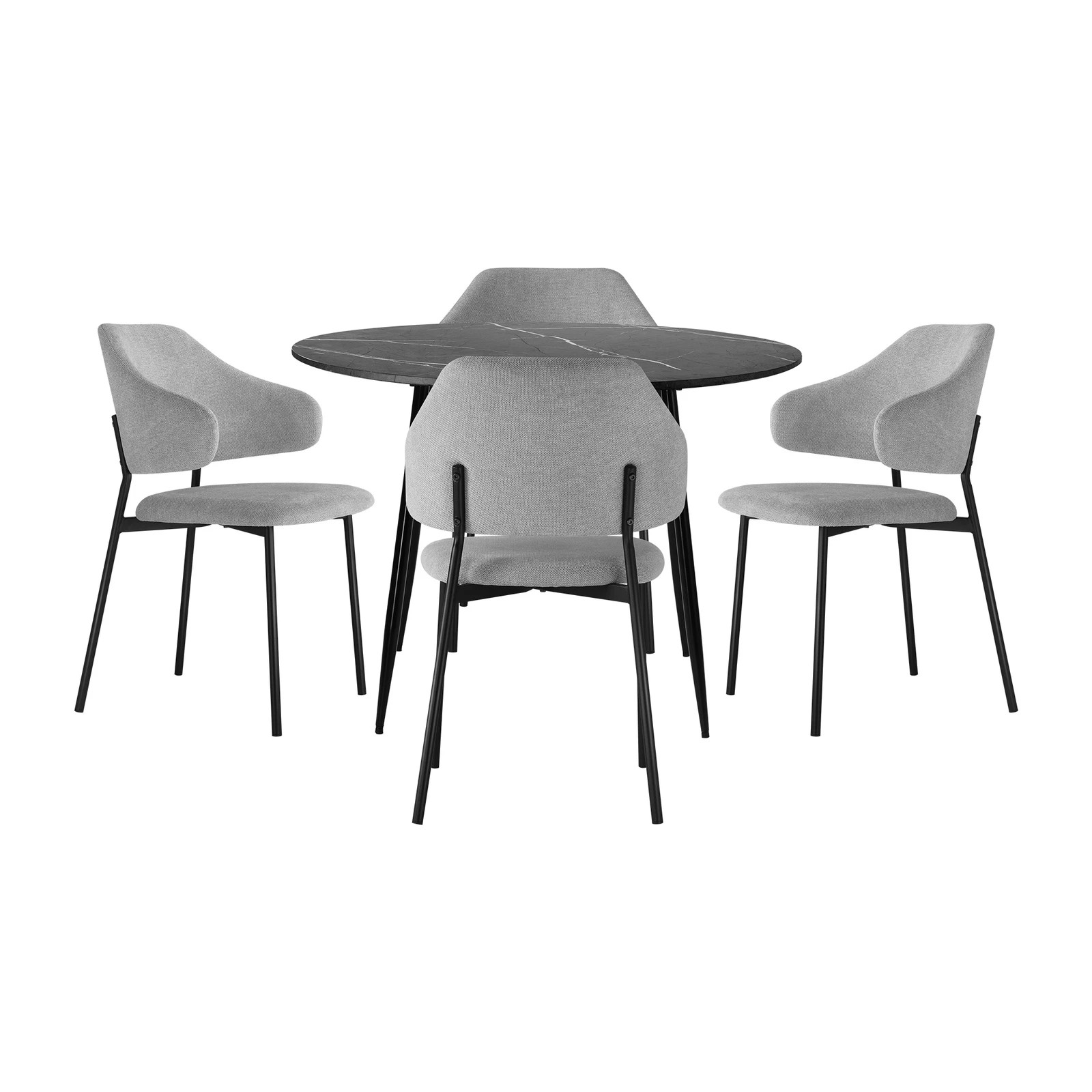 8 Oikiture 110cm Round Dining Table With 4pcs Dining Chairs Linen
 - Multi, 8 of 10