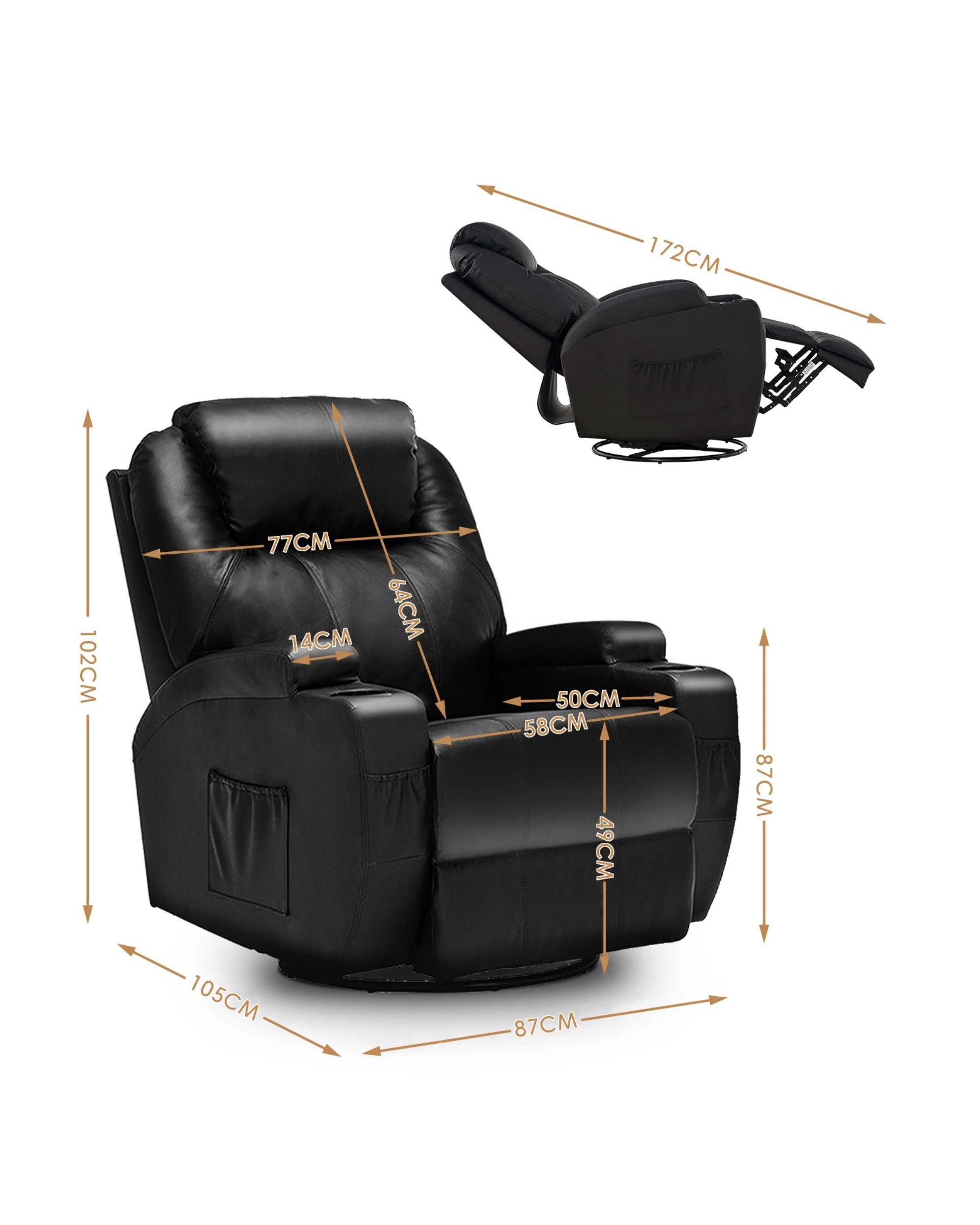 4 Advwin Recliner Chair Electric Massage Heat Chair Lounge Armchair Leather, 4 of 4