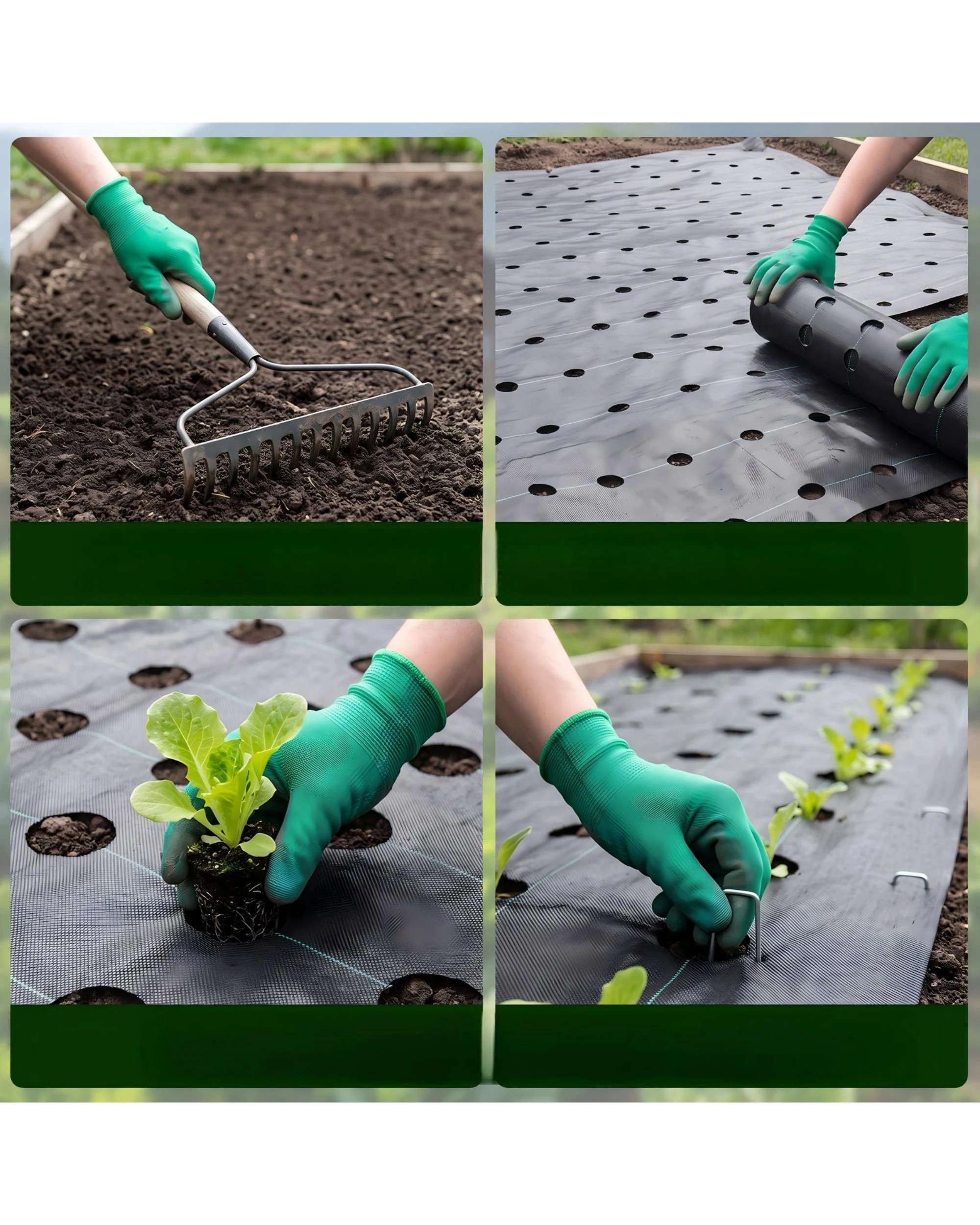 7 Advwin Weed Mat with Holes, 1x100m Weed Control Mat Barrier Matting Ground Cover Membrane with Nails - Black, 7 of 9