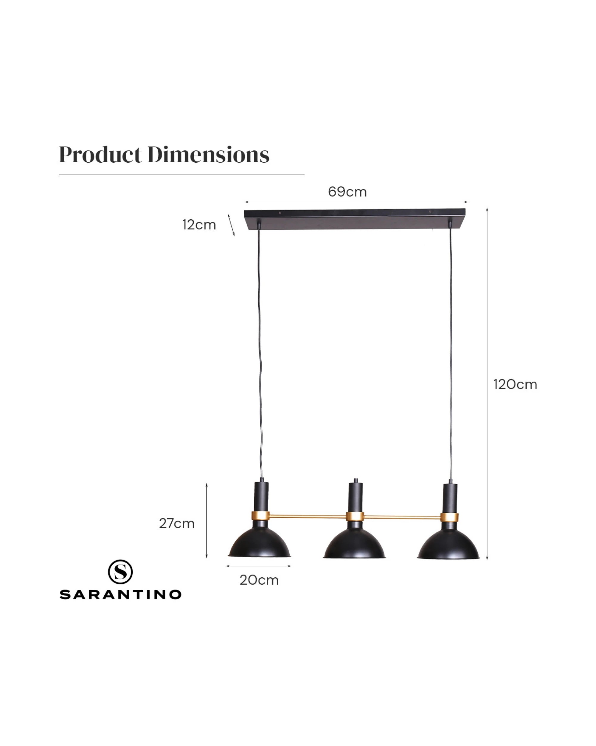 5 Sarantino 3-light Hanging Pendant Lamp, 5 of 10