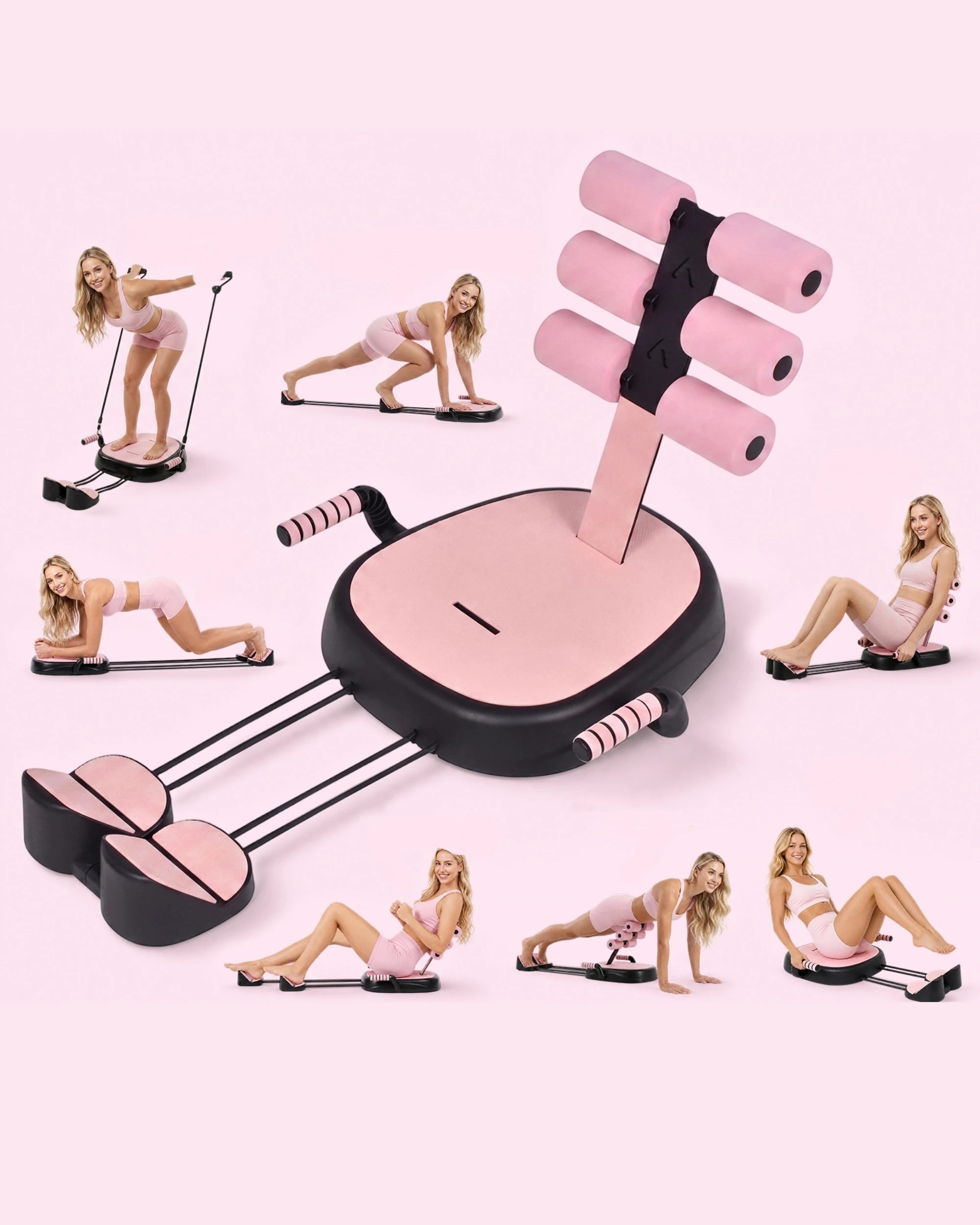 2 Advwin Ab Trainer Machine, Multi-Functional Core Workout Equipment ,120KG Weight Capacity - Pink, 2 of 7