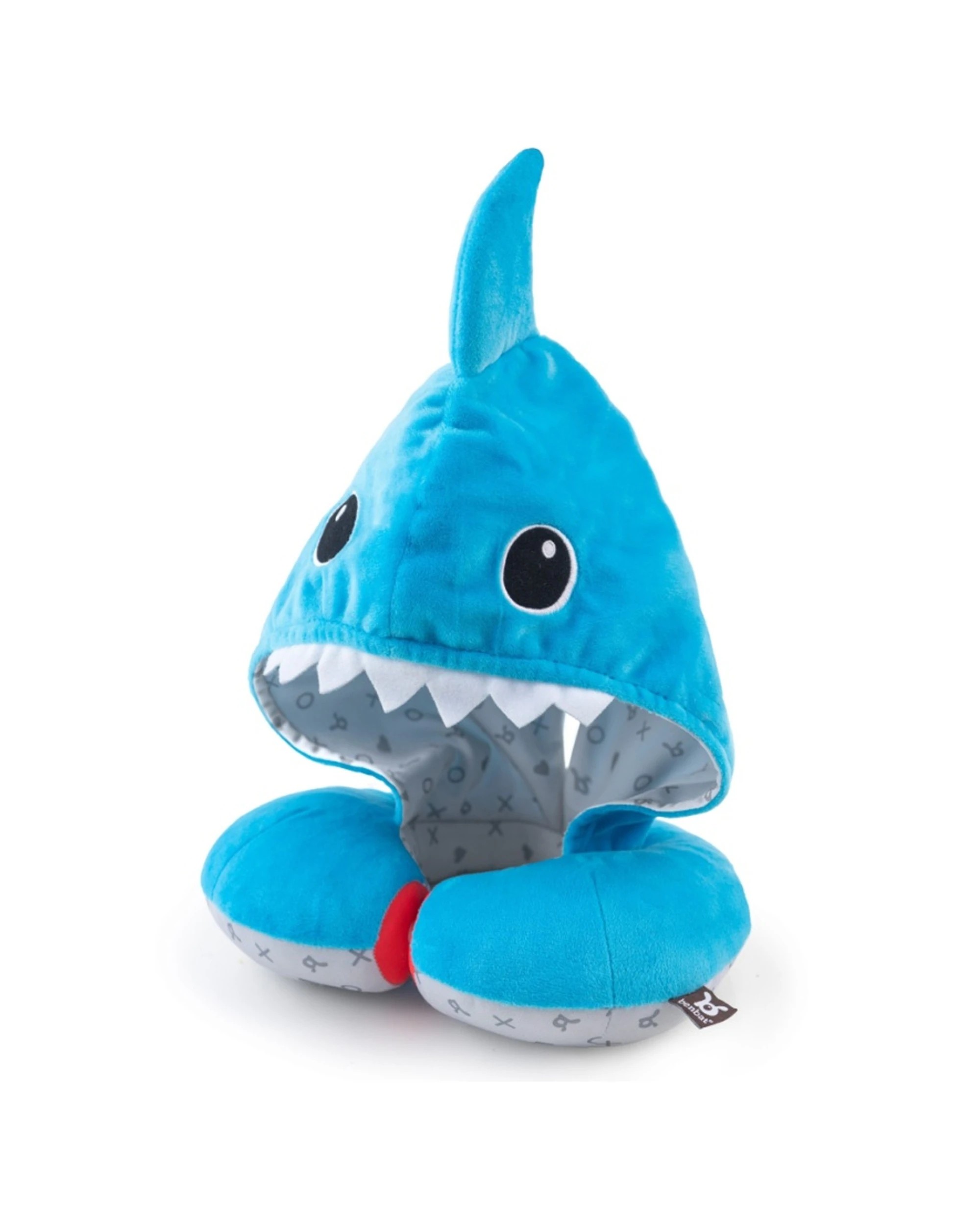 1 Benbat Kids Cozy Travel Neck Pillow With Hood & Neck Support Shark - Blue, 1 of 1