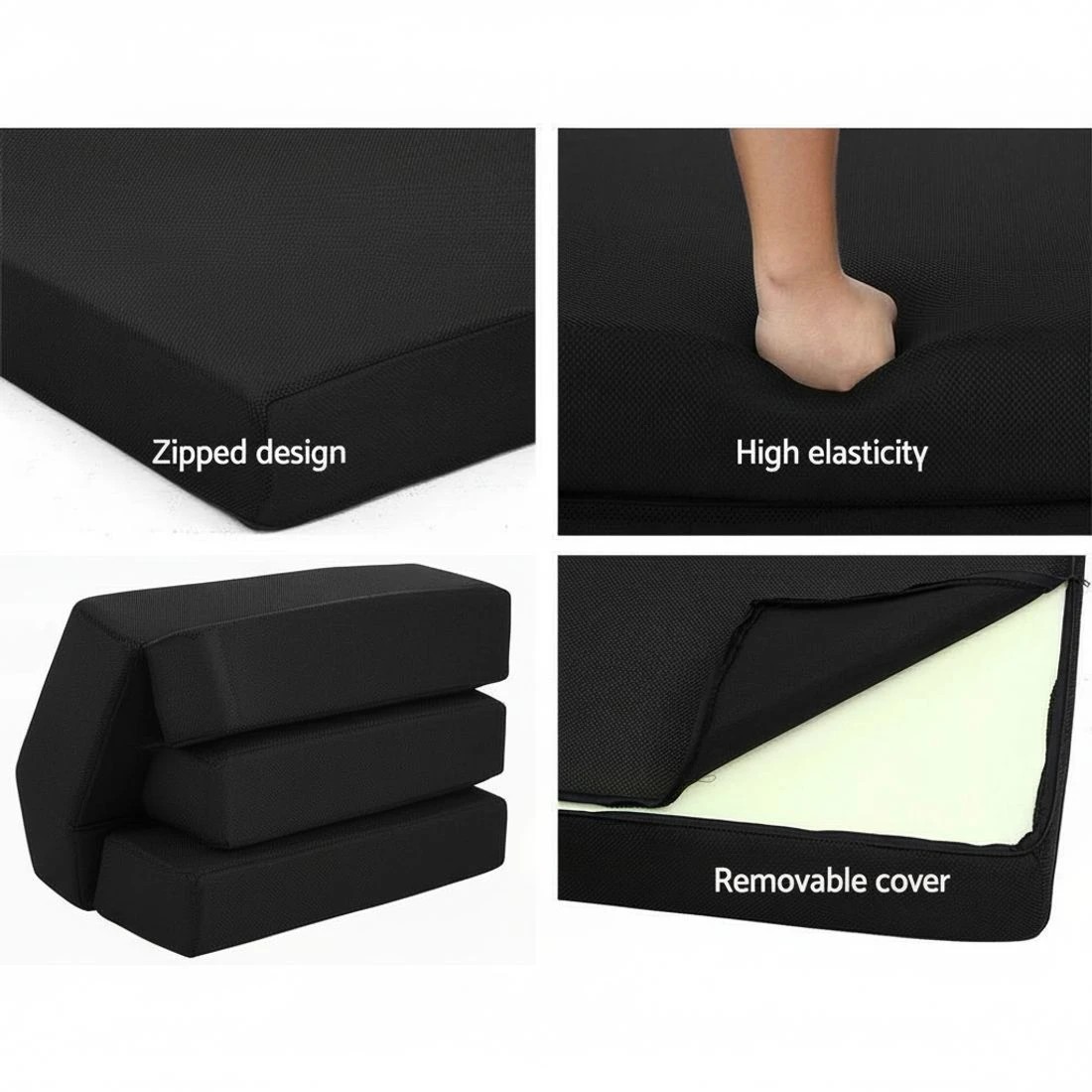 6 Giselle Bedding Foldable Mattress Folding Foam Bed Mat Double - Double Bed - Black, 6 of 8