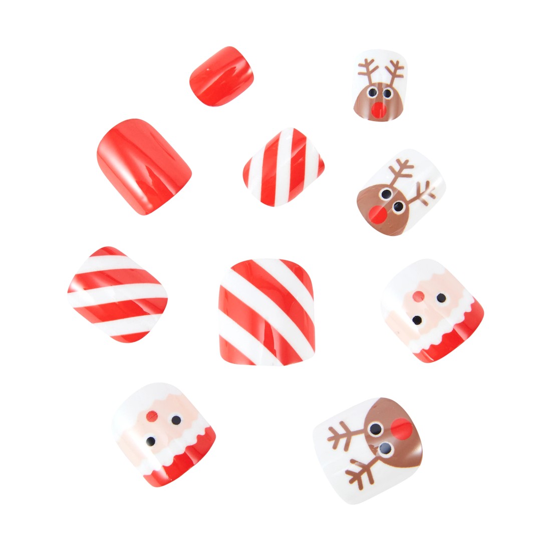 2 OXX Junior 24 Pack Kids Pre-Glued Stick-On Nails - Christmas Characters, 2 of 4