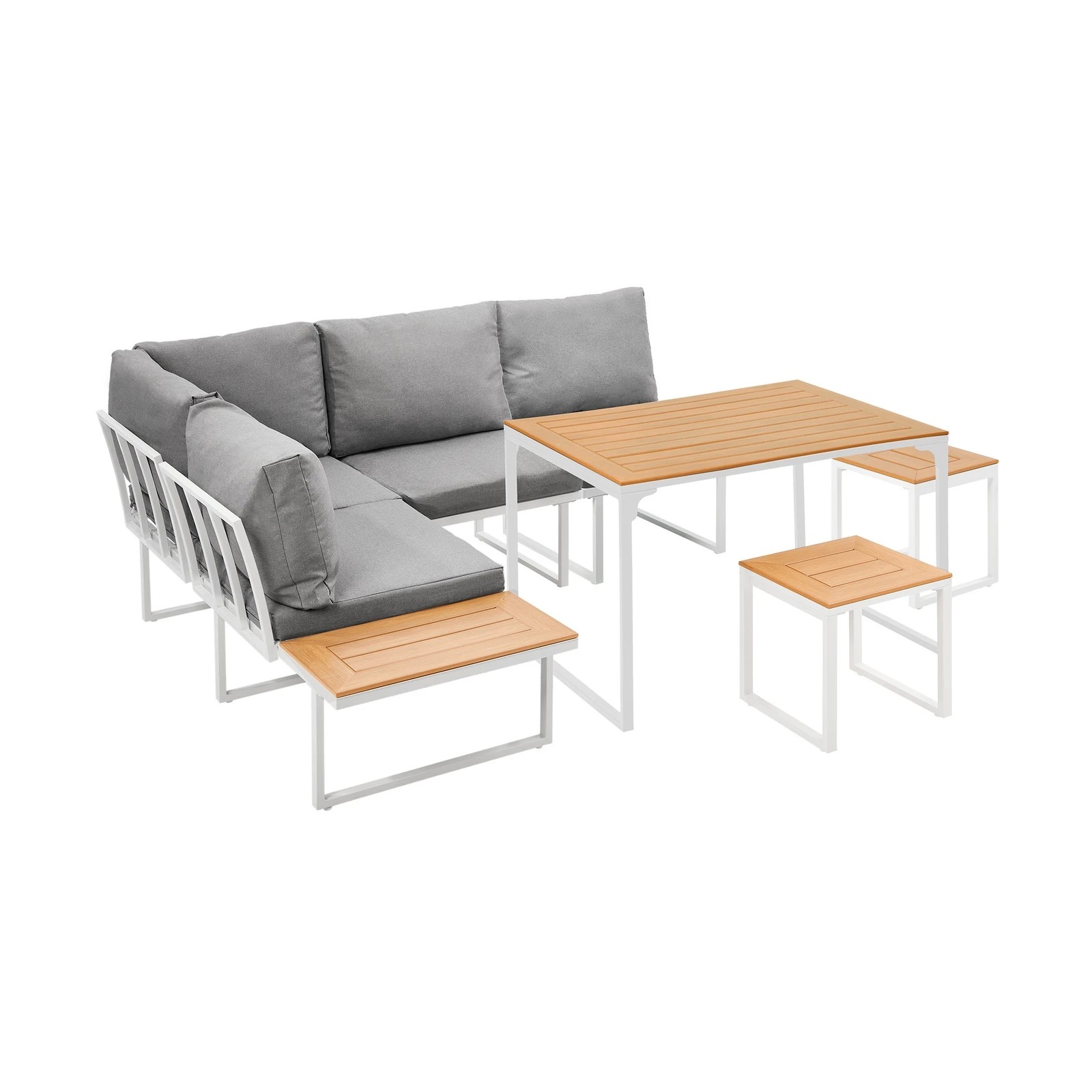 8 Livsip 6 Seater Outdoor Dining Sofa Set Lounge Furniture Patio Stool - Multi, 8 of 8