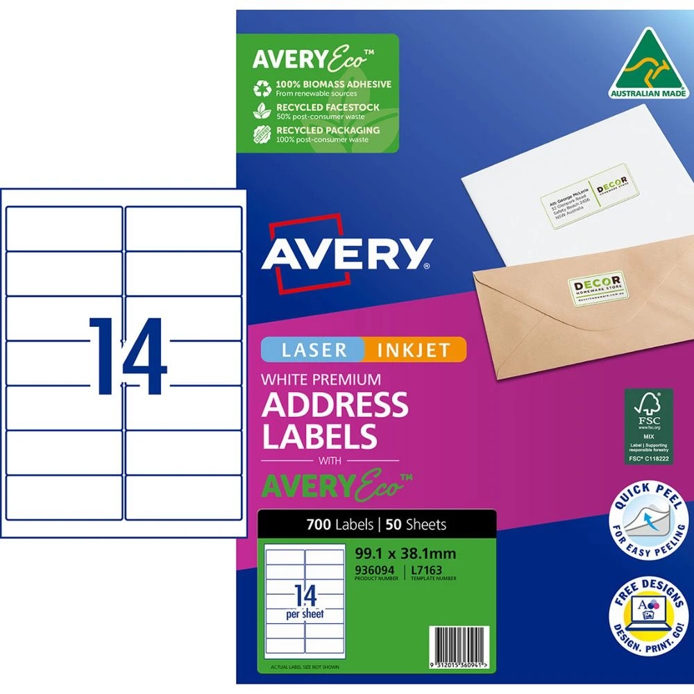 1 Avery Premium White Addressing Labels AveryEco 14UP 50 Sheets, 1 of 10