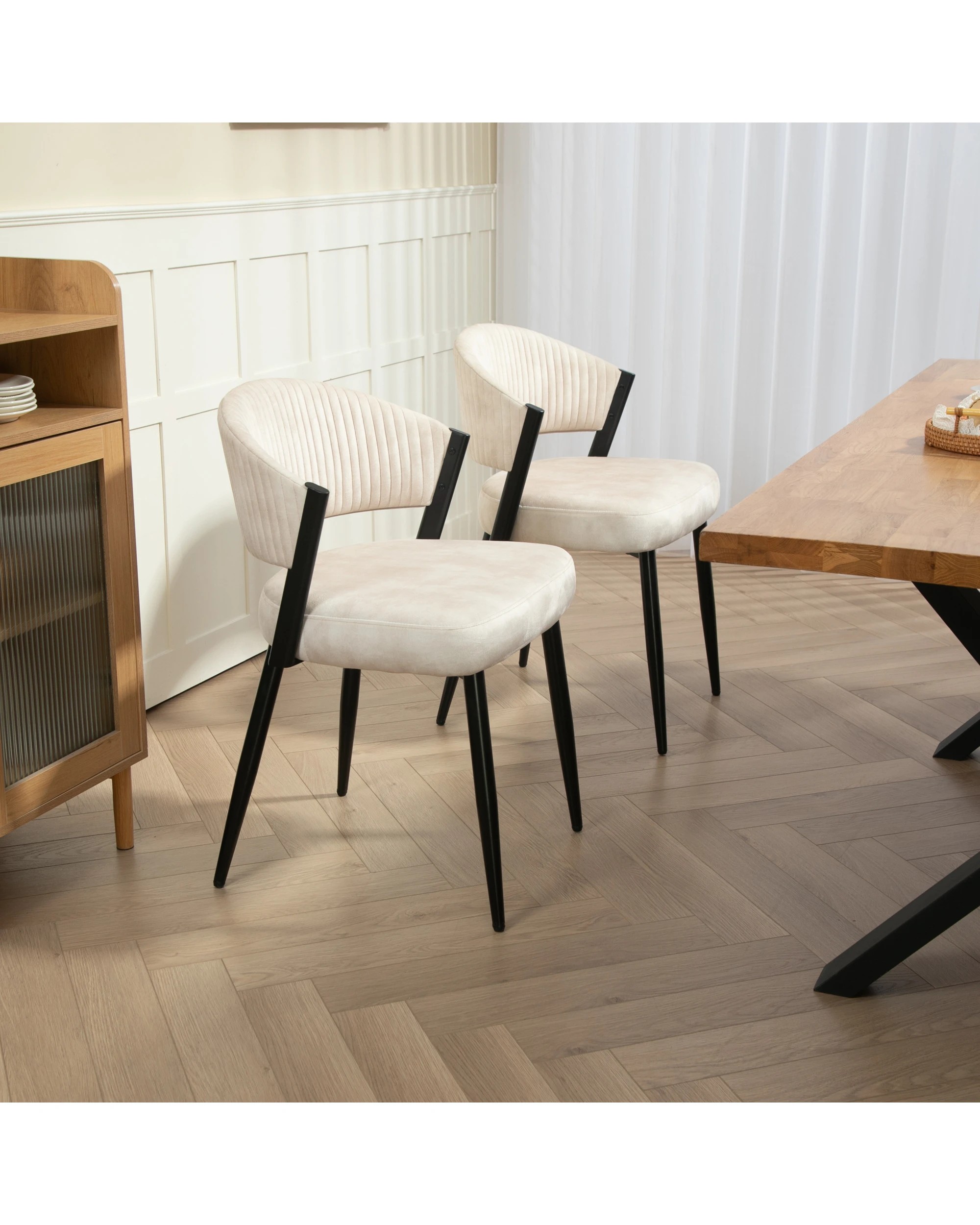 4 IHOMDEC Velvet Dining Chair Set of 2 - Beige - Beige, 4 of 10