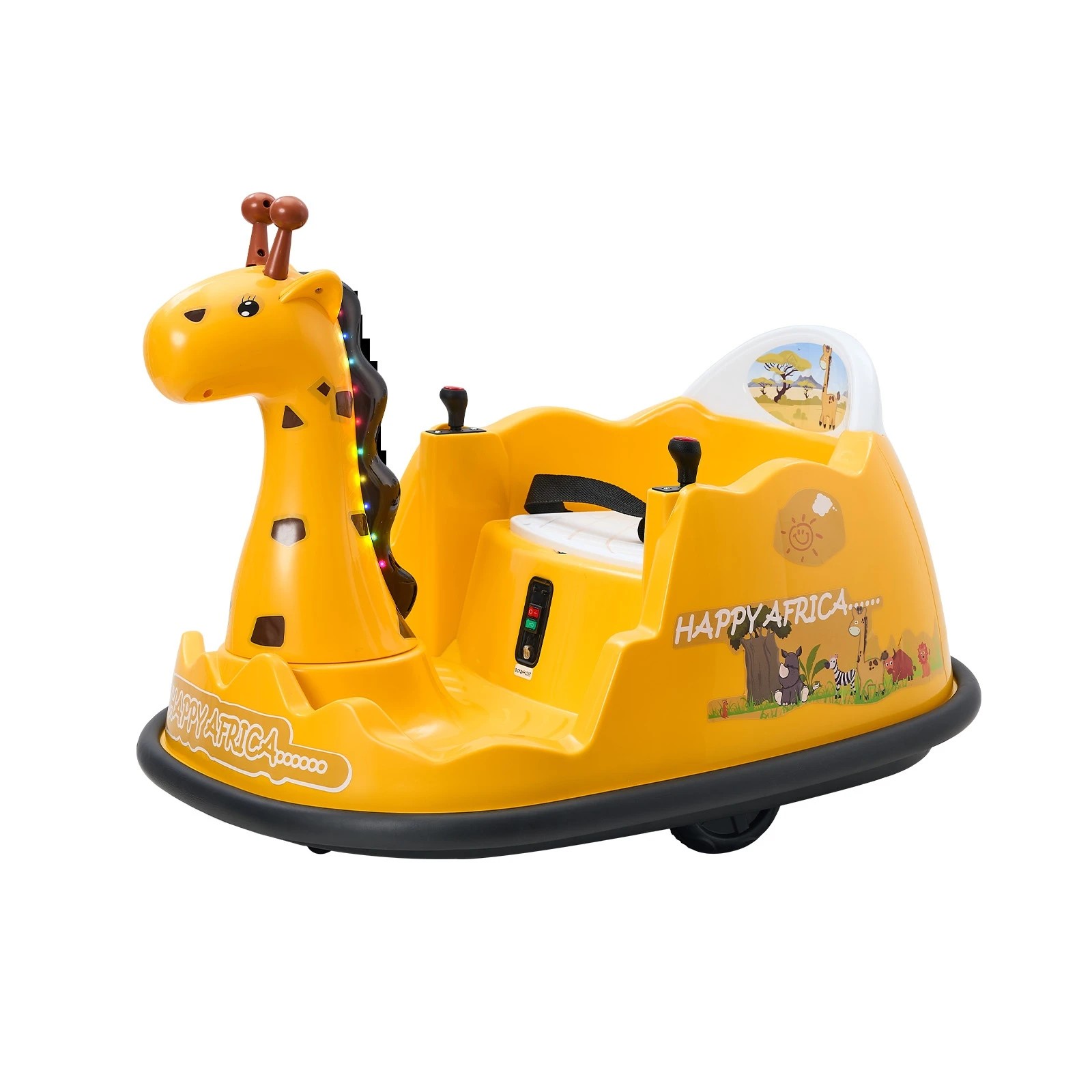 1 Mazam Kids Ride On Car Electric Cars Bumper Toys Remote Control Light Giraffe
 - Yellow, 1 of 10