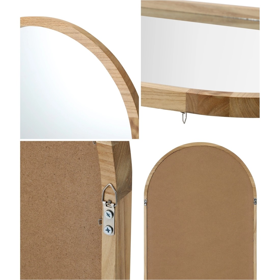 4 Oikiture Wooden Full Length Mirror 166x60cm Arched Dressing Floor Mirrors
 - Natural, 4 of 8