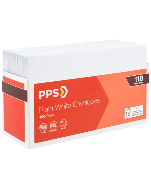 PPS Plainface 11B Envelopes White 100 Pack