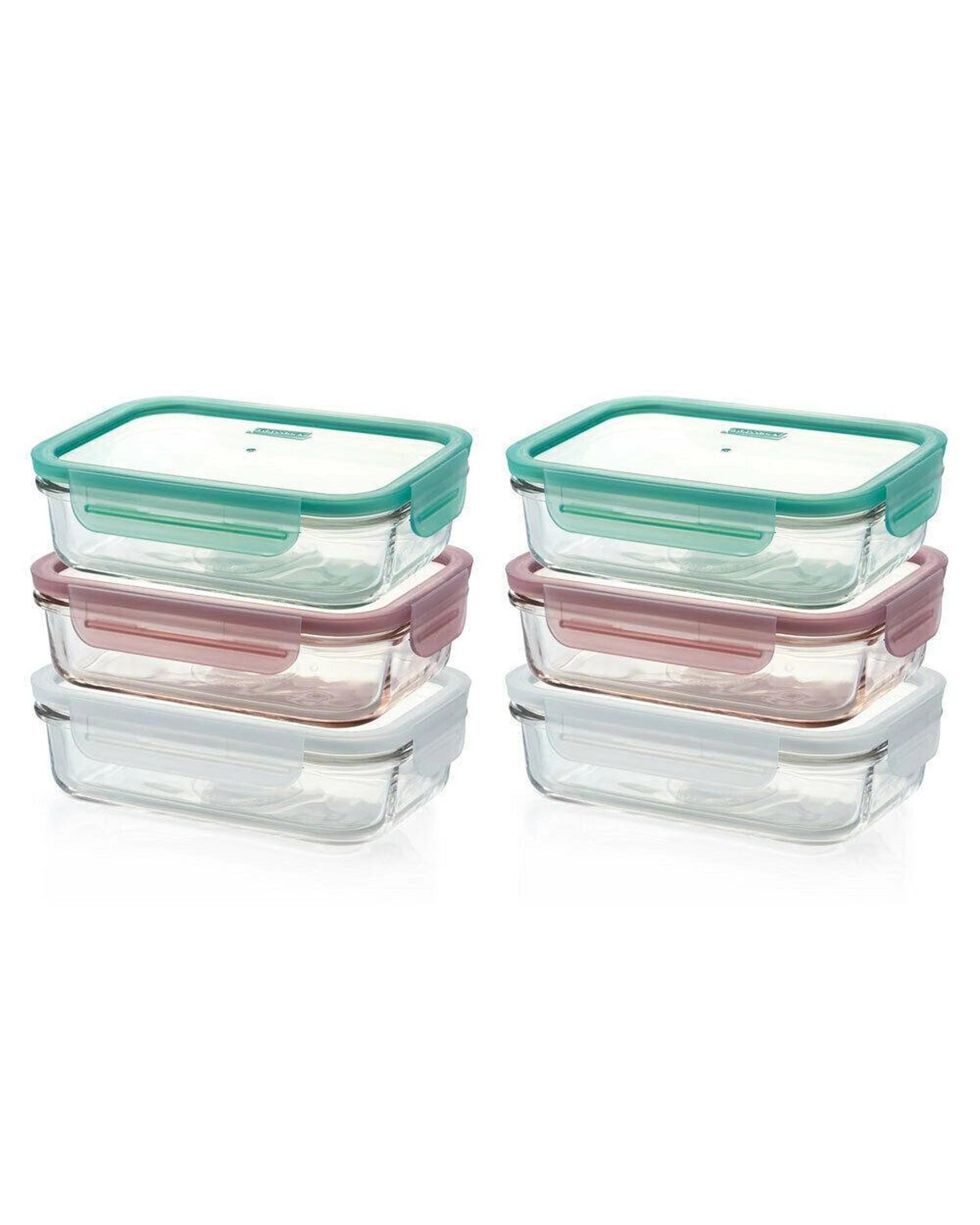 1 Glasslock 710ml Rectangular Storage Container Set w Lid 6pc, 1 of 2