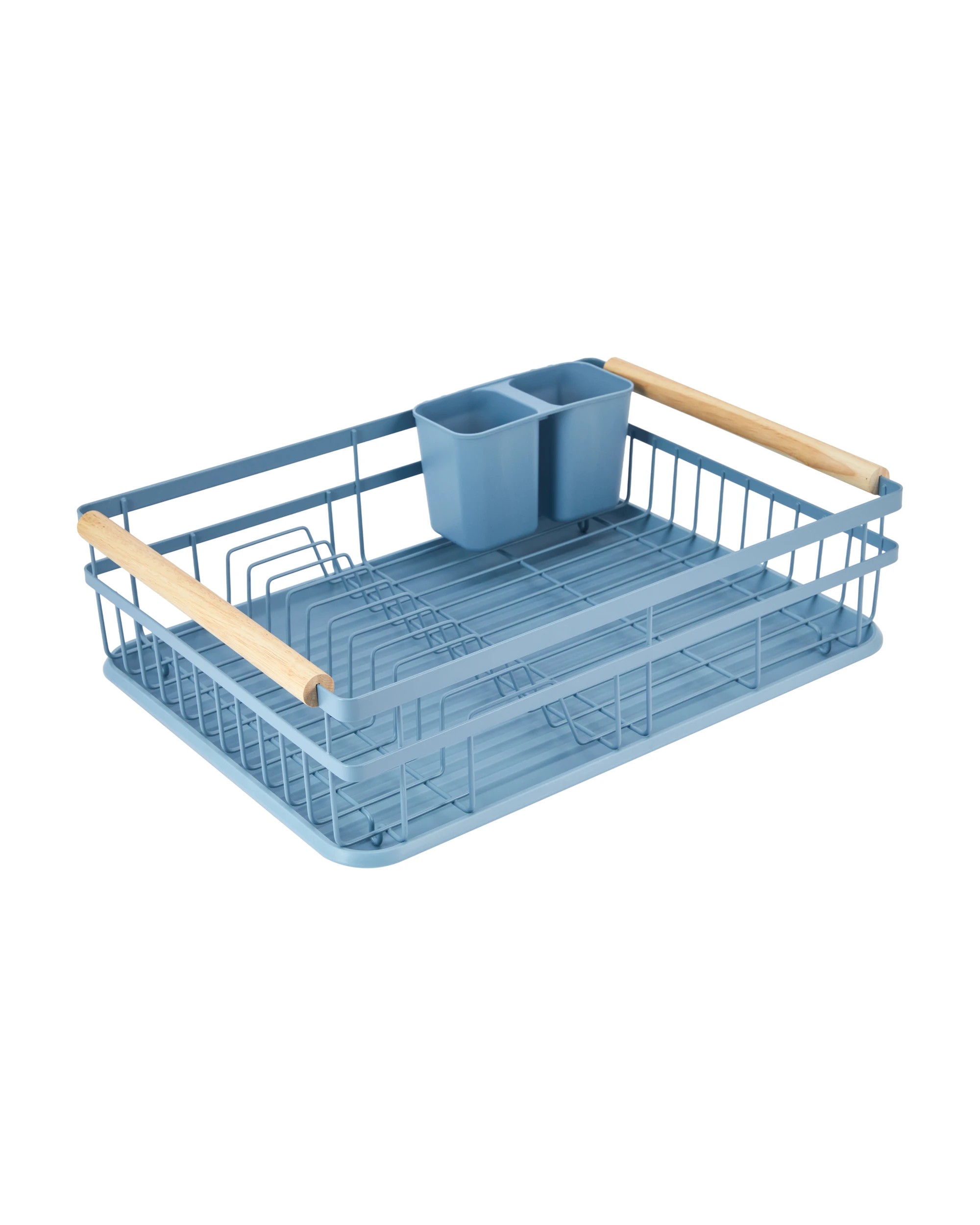 3 Blue Wooden Handle Dish Rack, 3 of 6