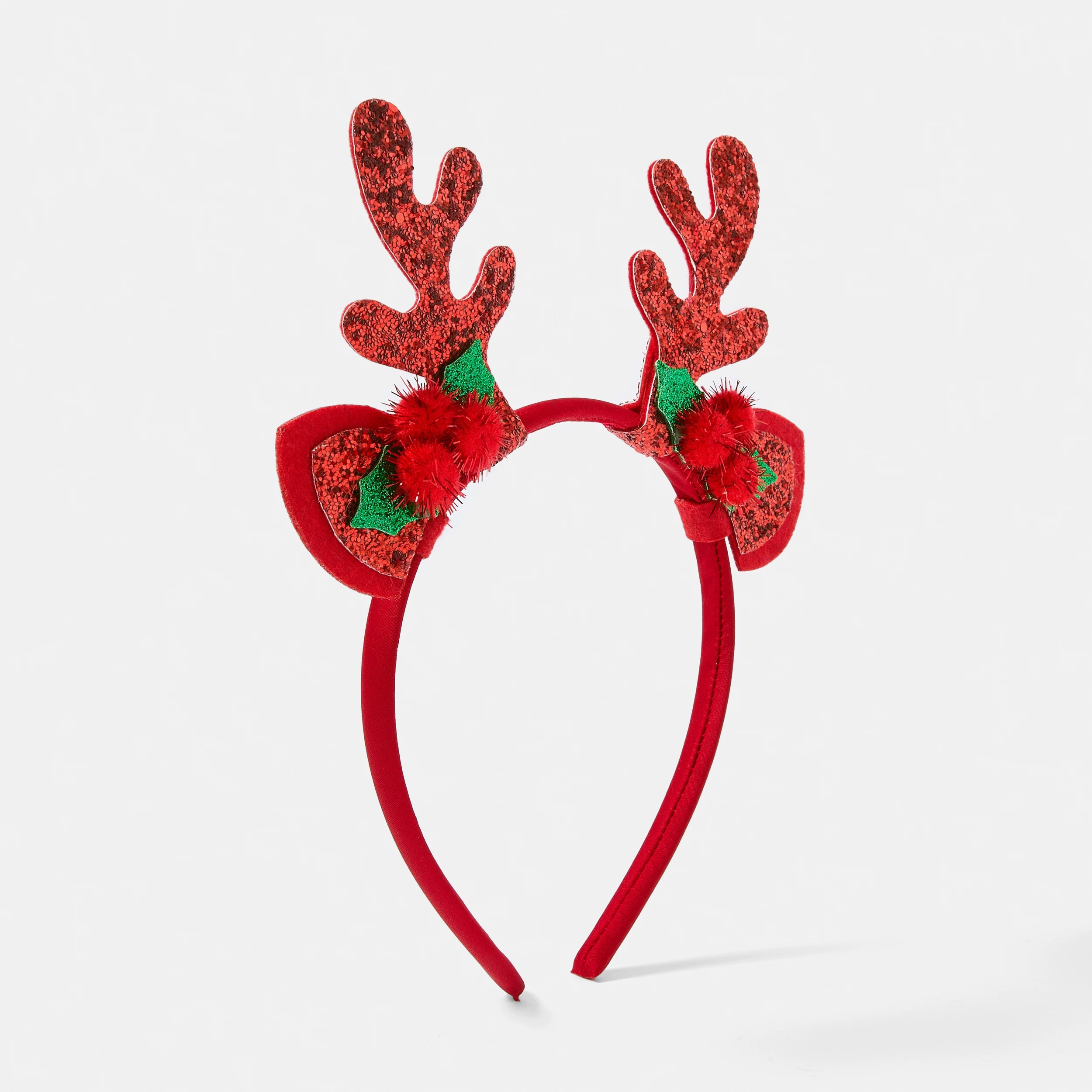1 Christmas Glitter Reindeer Headband - Red and Green, 1 of 5