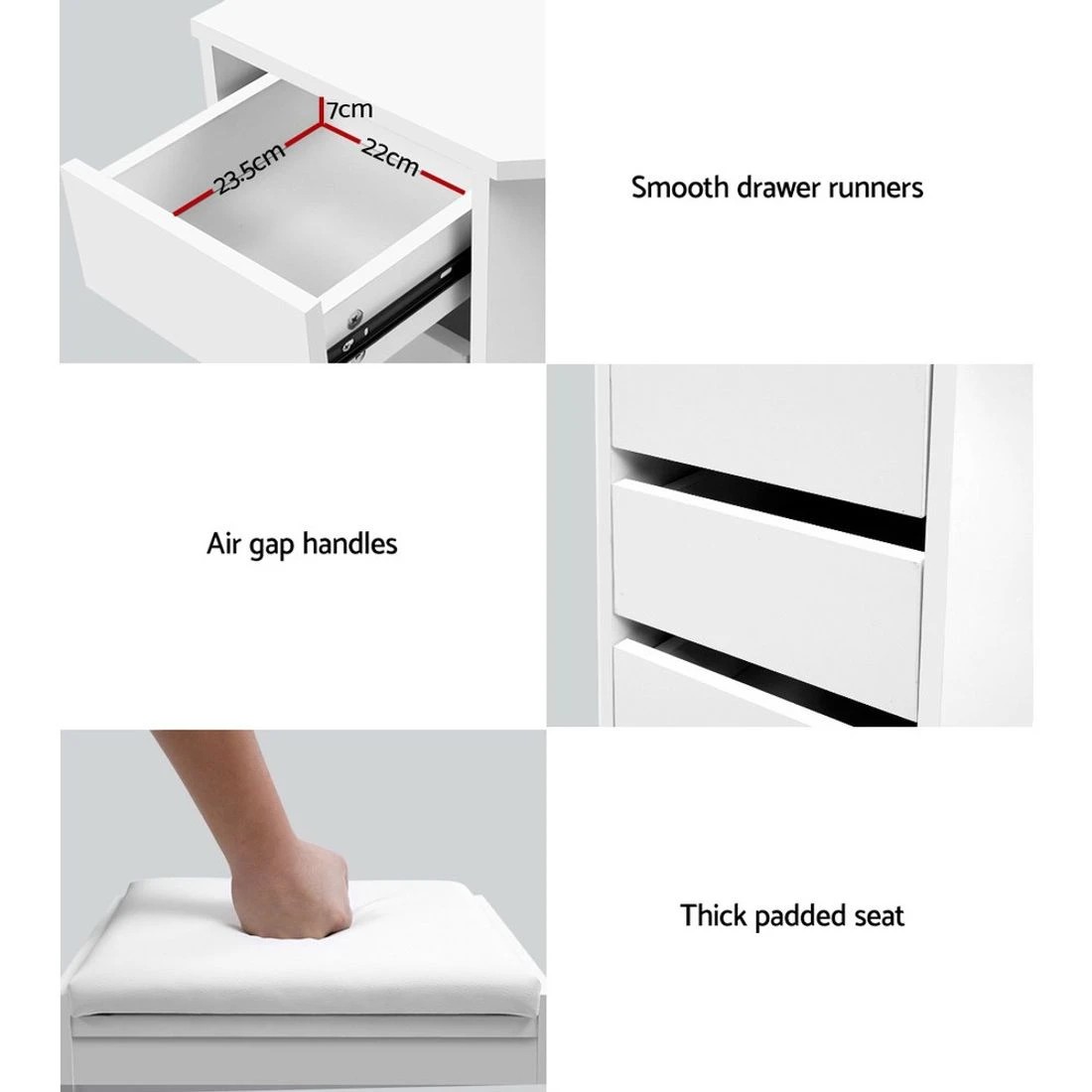 8 Artiss Dressing Table Stool Set Corner 5 Drawers
 - white, 8 of 8