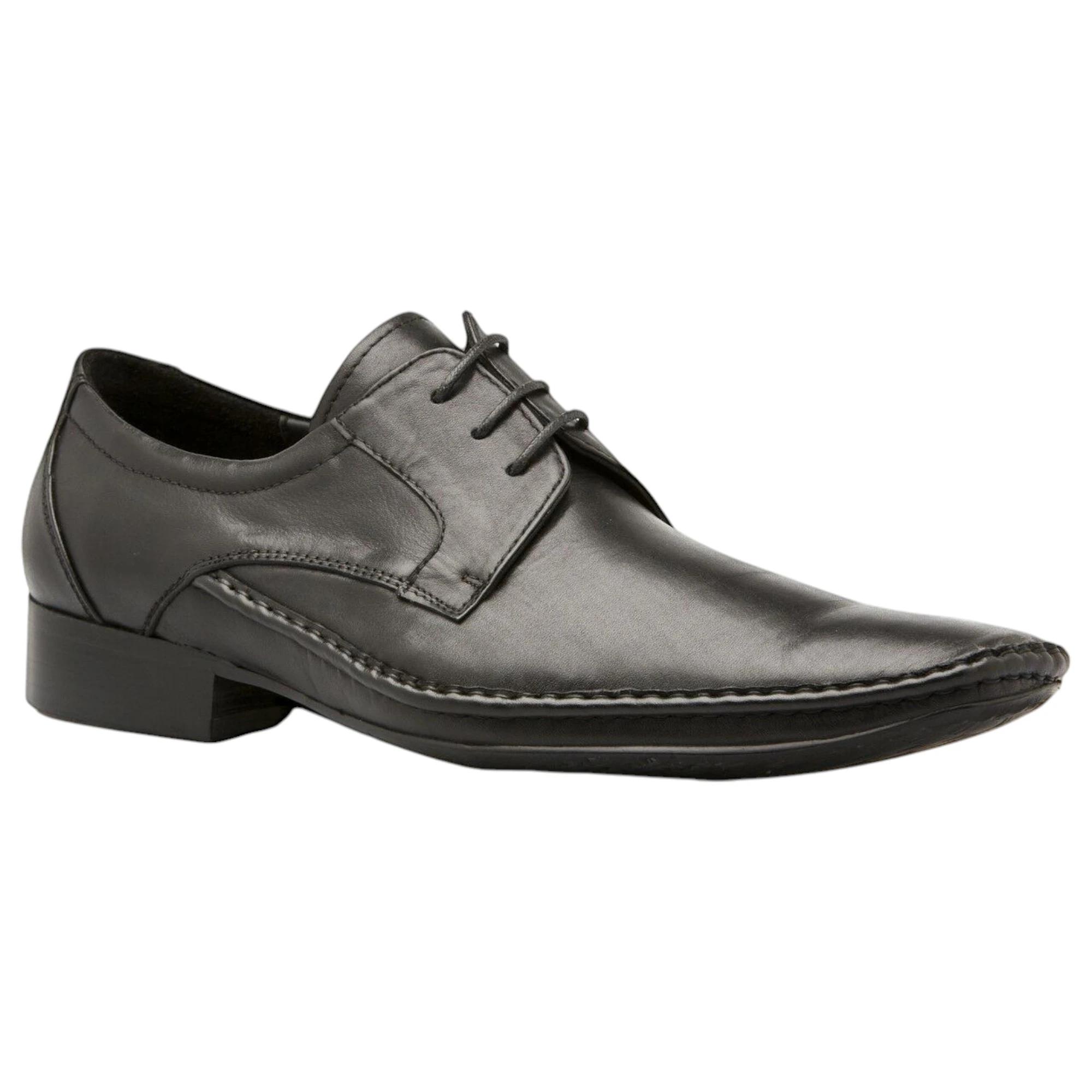 1 Zasel Mens Norris Leather Lace Up Work Formal Casual Work Formal Shoes BLACK, 1 of 3