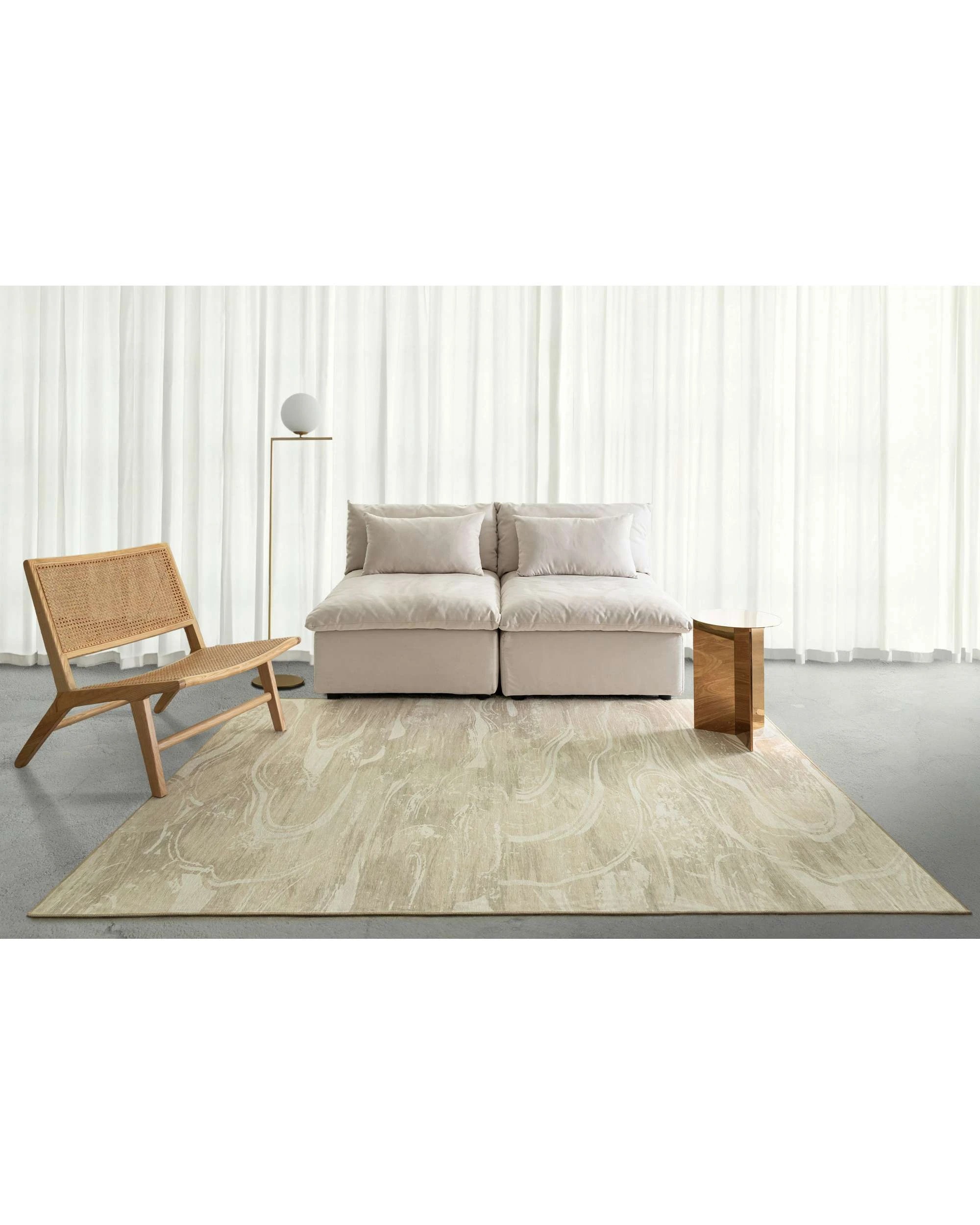 2 Loopsie Marrowstone Marble Washable Indoor Outdoor Rug-400cm x 300cm - Beige, 2 of 8