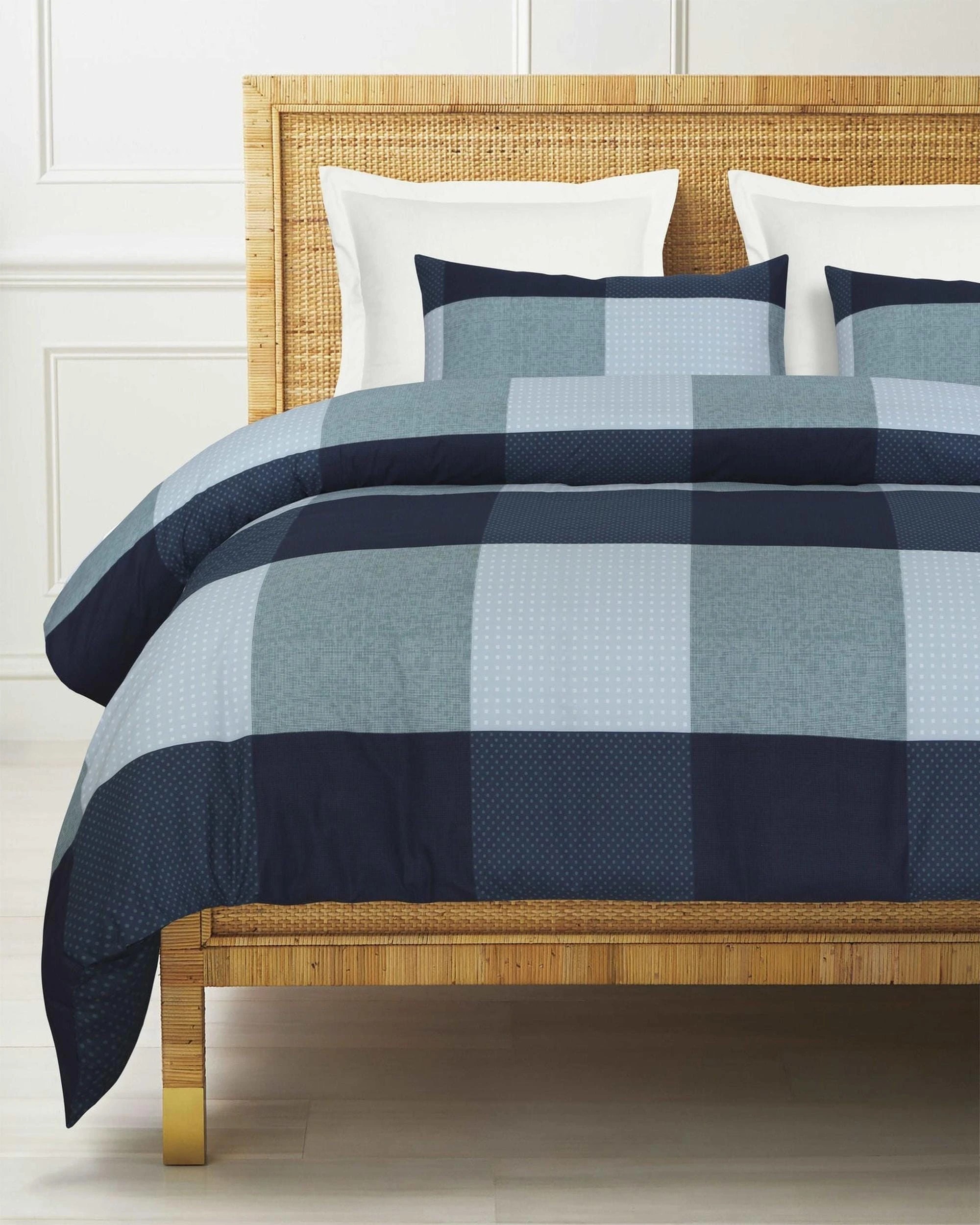 2 Amsons Pure Cotton Quilt Cover Set With Extra Standard Pillowcases - Super King Bed - Blue, 2 of 3