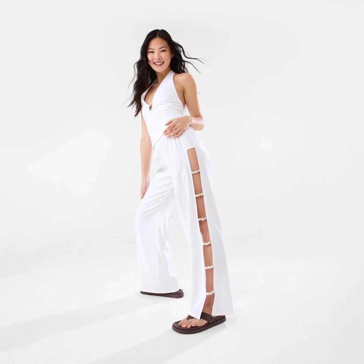 5 Linen Blend Beaded Pants White, 5 of 10
