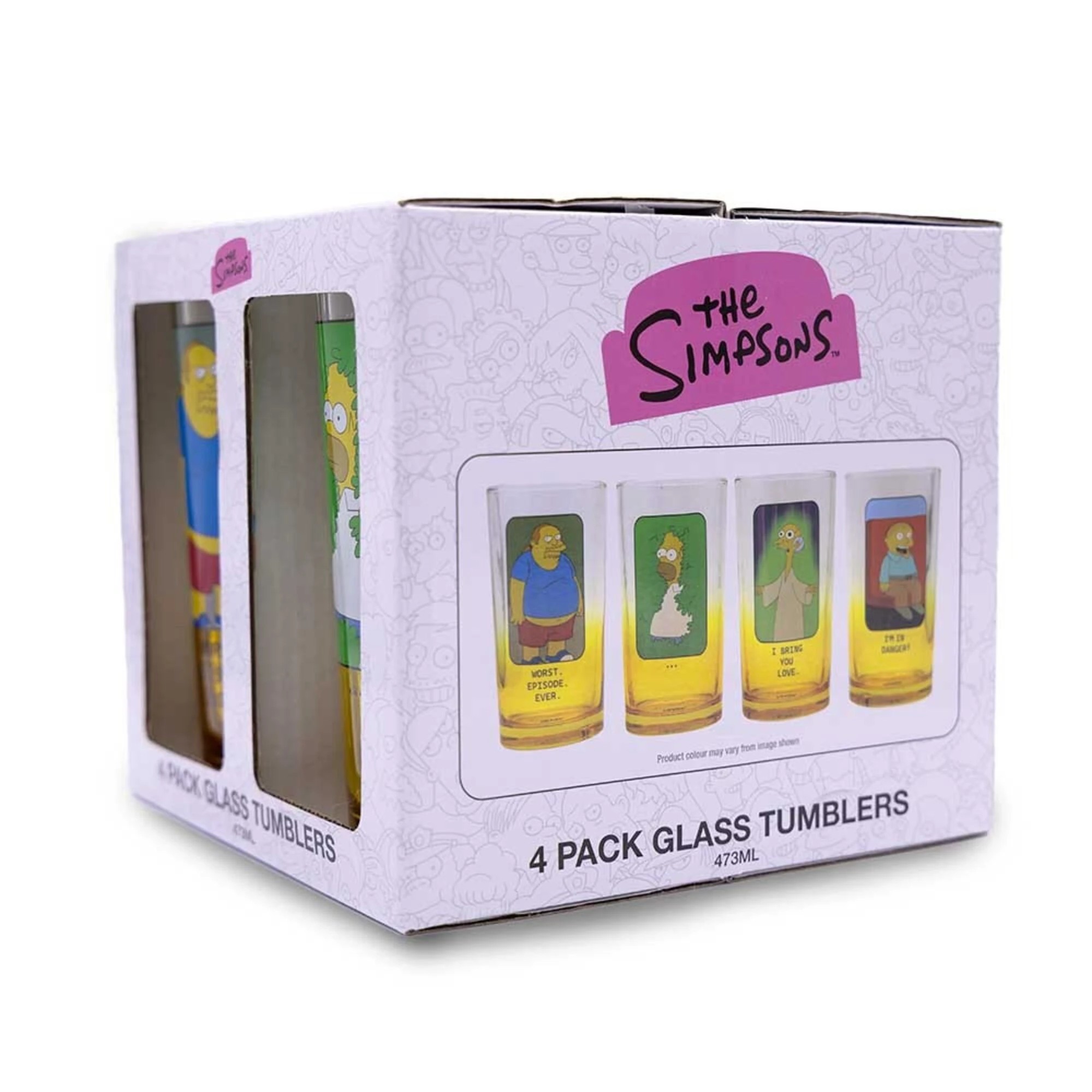 4 The Simpsons - Springfield Characters Memes Glass 4-Pack, 4 of 4