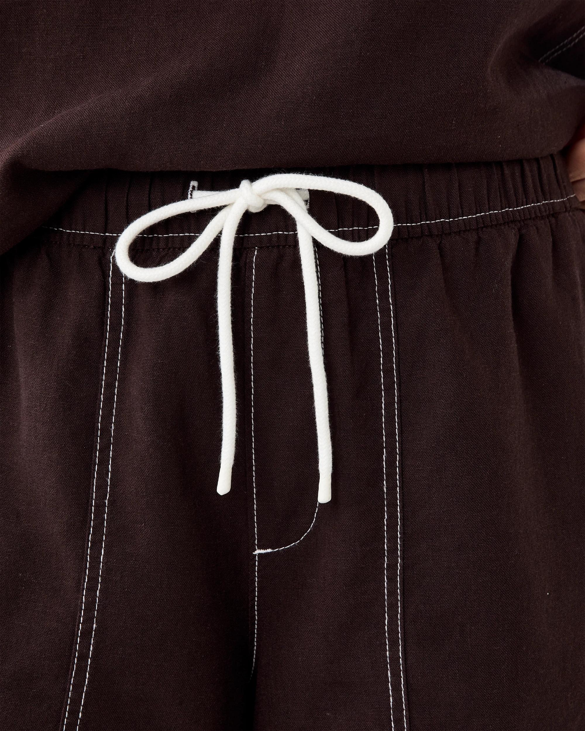 4 Linen Blend Tie Waist Shorts Cbean, 4 of 6
