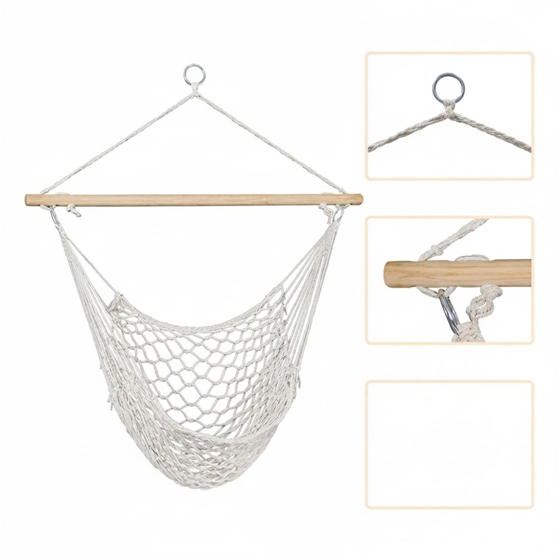 5 Gardeon Hammock Chair Outdoor Hanging Camping Mesh Indoor Cream - Beige, 5 of 6