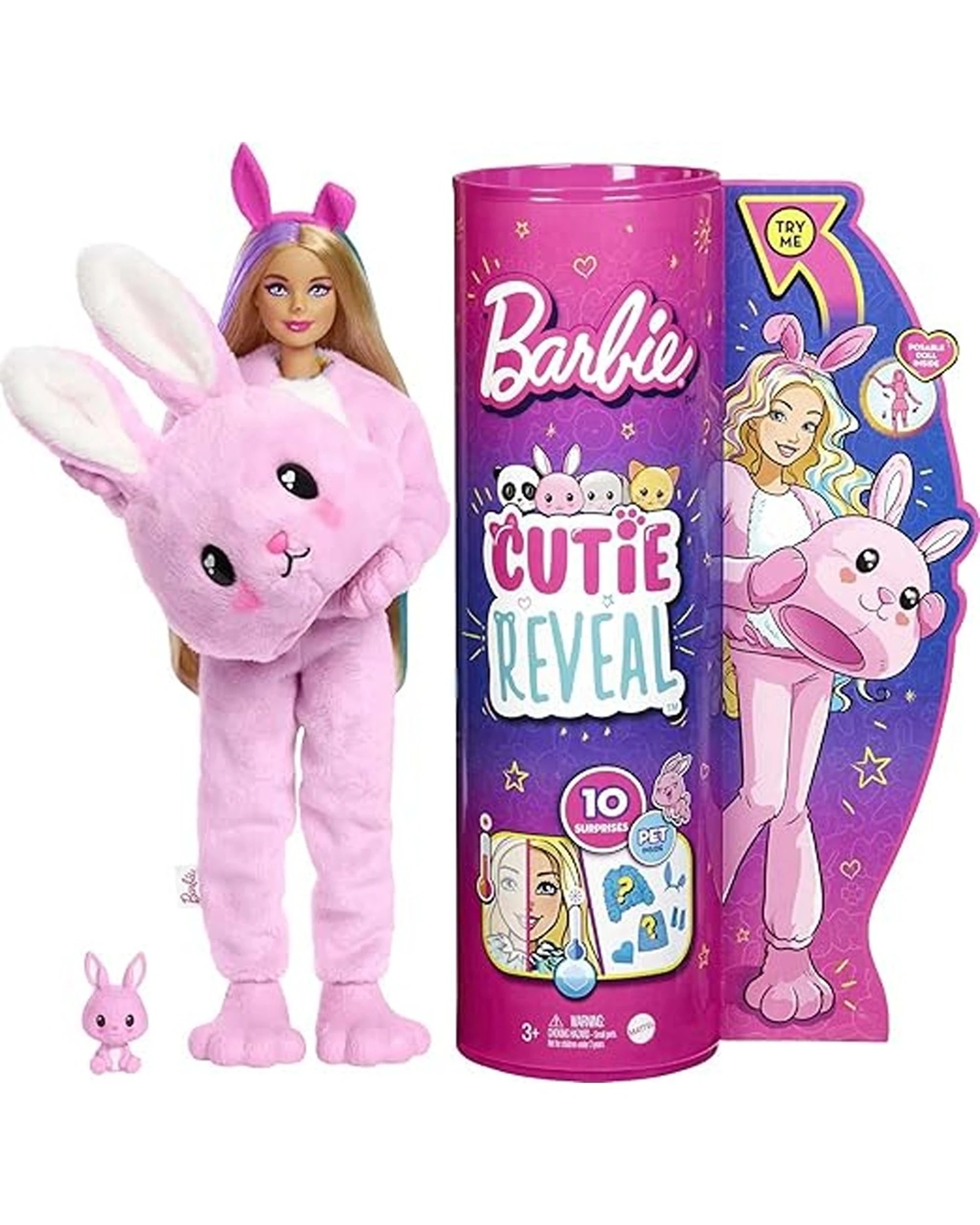 3 Mattel Dambulla Pty Ltd Barbie Cutie Reveal Bunny Plush Costume Doll Kids Set+ - Pink, 3 of 3