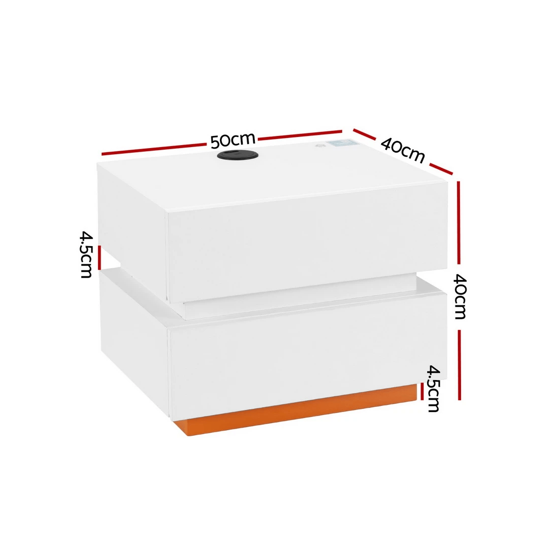 2 Artiss Smart Bedside Table LED Wireless Charging Ada - White, 2 of 6