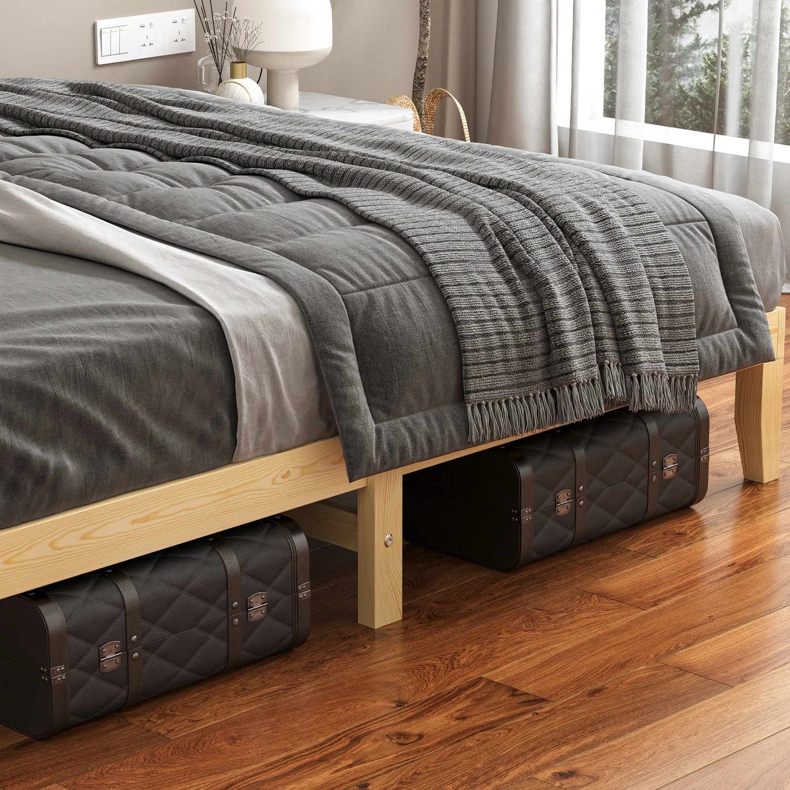 8 Alfordson Bed Frame Wooden Timber King Size Mattress Base Platform Pramod - Natural, 8 of 10