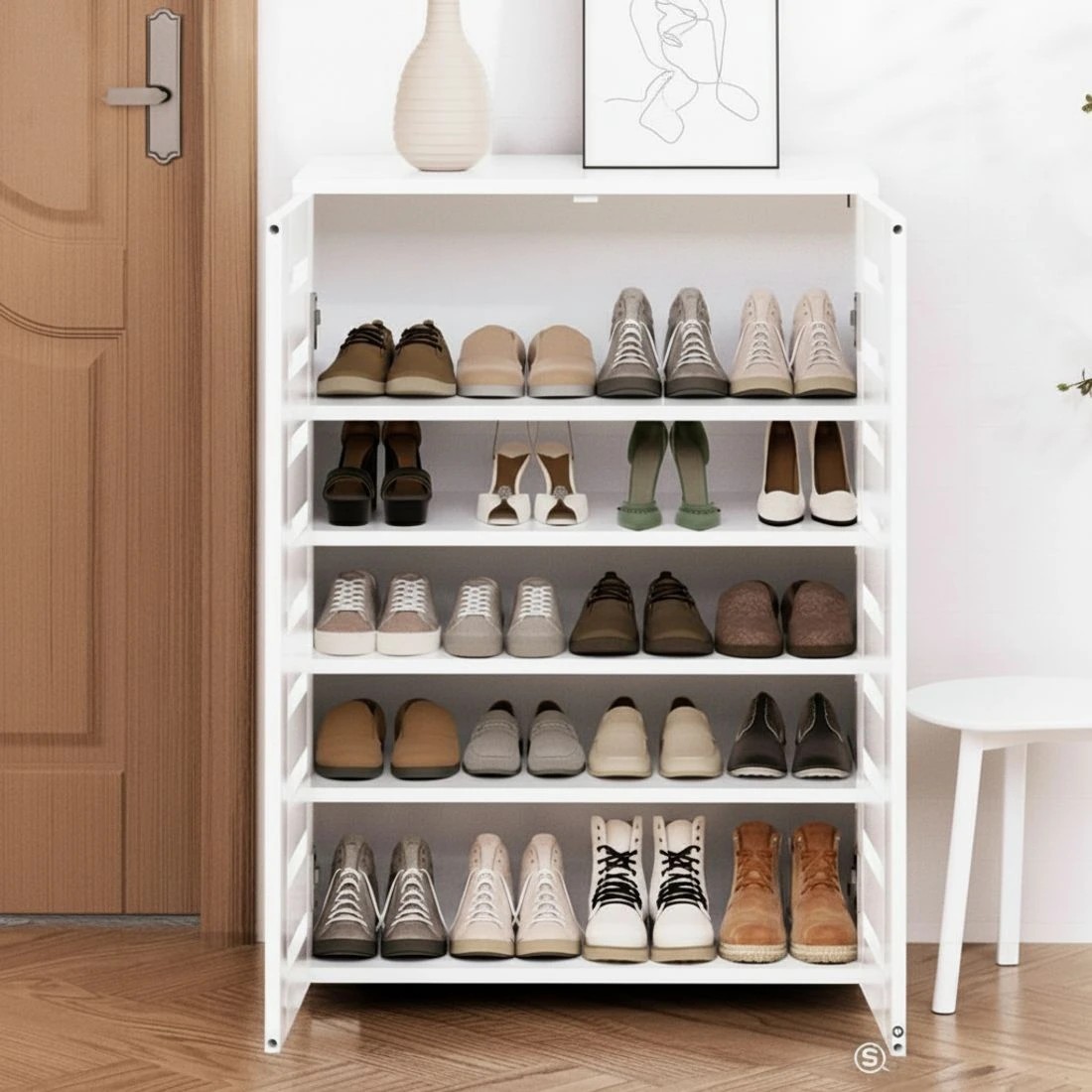 8 Artiss Shoe Rack Storage Cabinet 20 Pairs 5-tier - White, 8 of 8