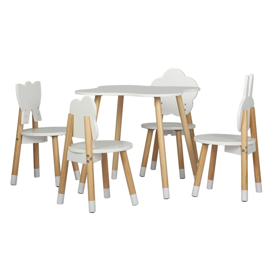 2 Keezi 5pcs Kids Table And Chairs Set Children Activity Study Play Desk
 - White, 2 of 6