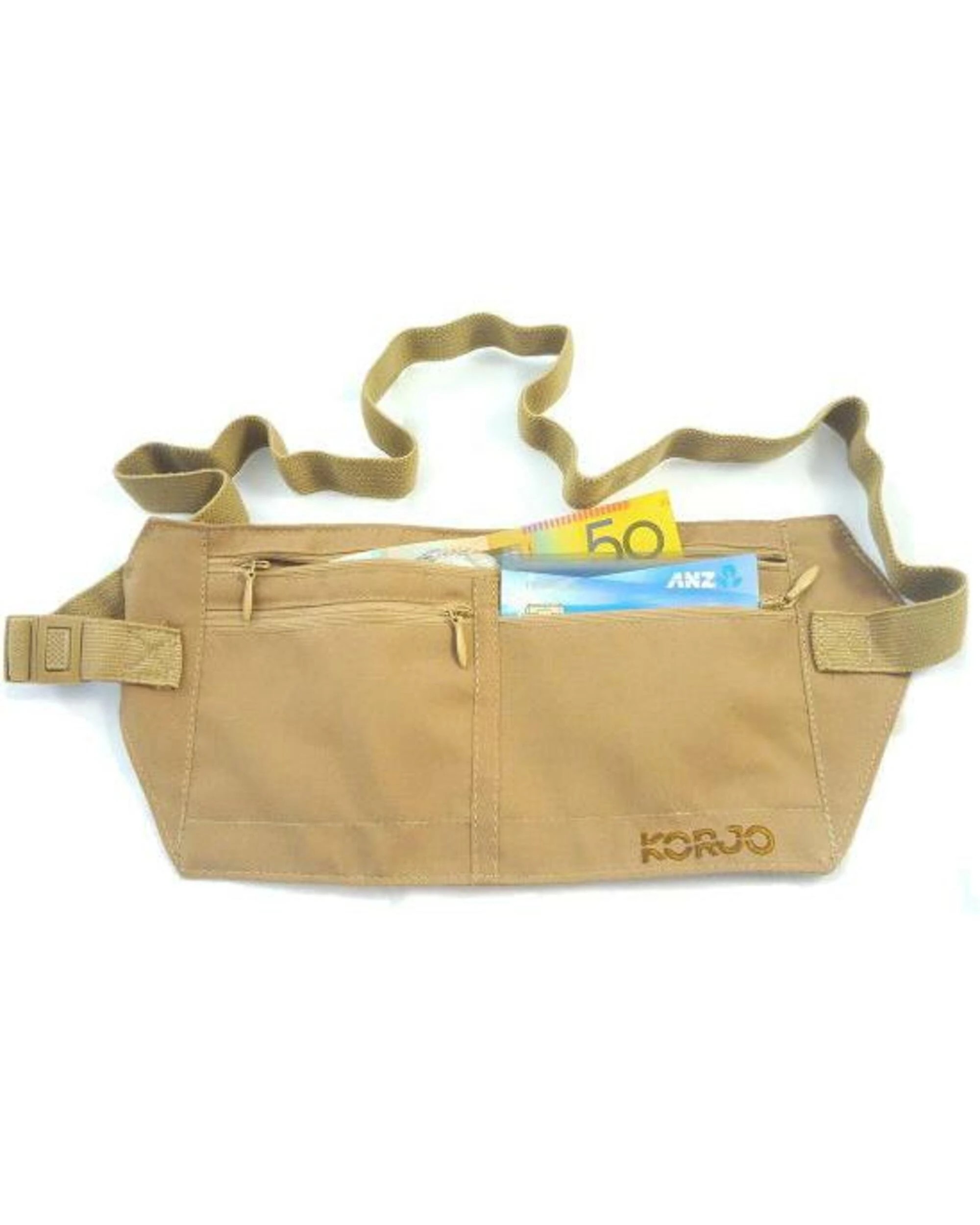 1 Korjo RFID Blocking Money Belt - Brown, 1 of 2