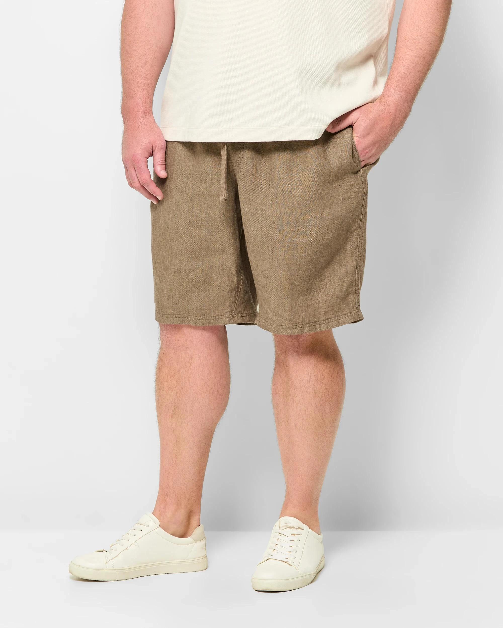 1 Target Plus Size European Linen Shorts MUSHROOM, 1 of 5