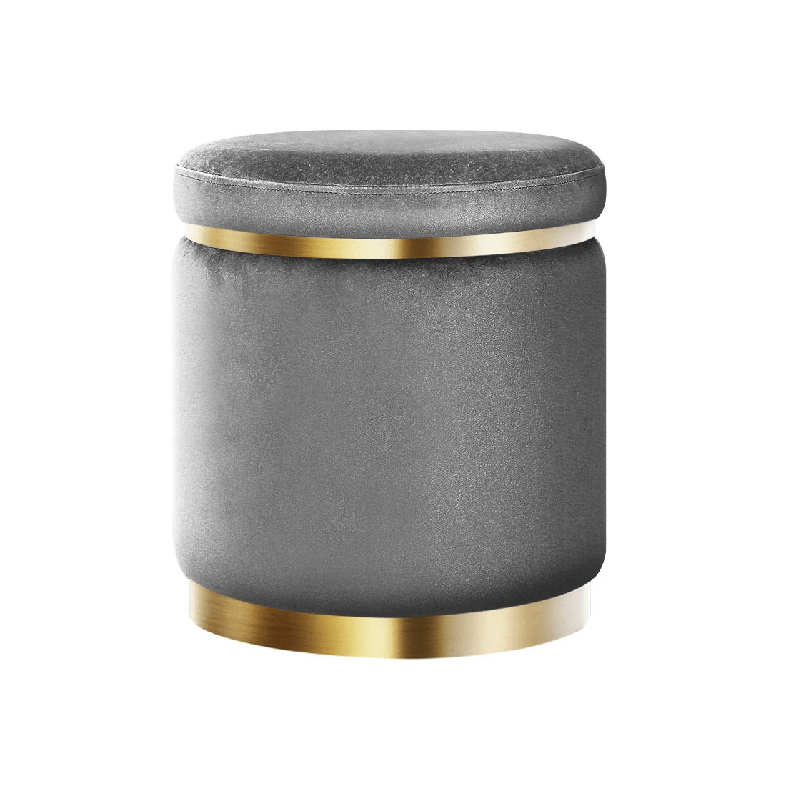 1 Artiss Ottoman Foot Stool Round Velvet - Black, 1 of 7