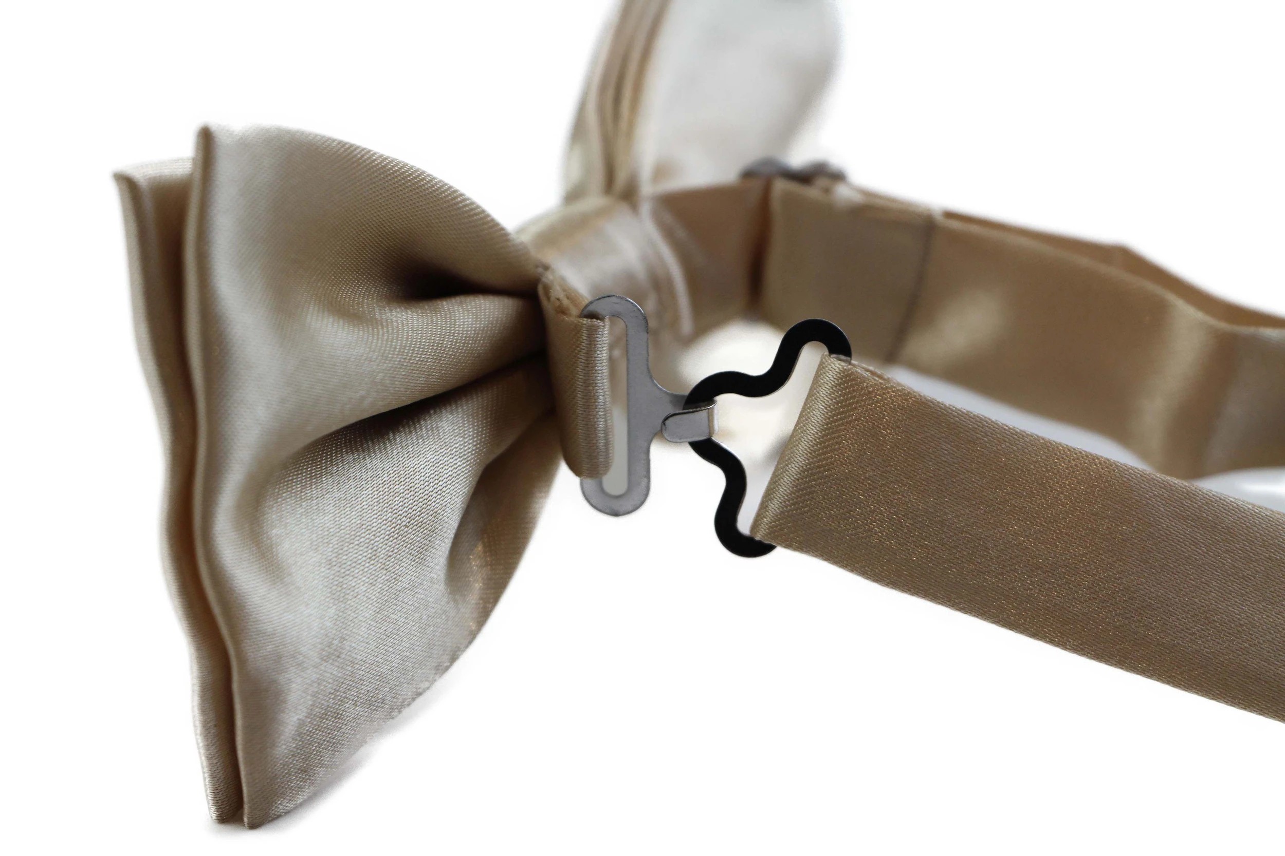 3 Zasel Mens Champagne Solid Plain Colour Bow Tie - Silver, 3 of 3