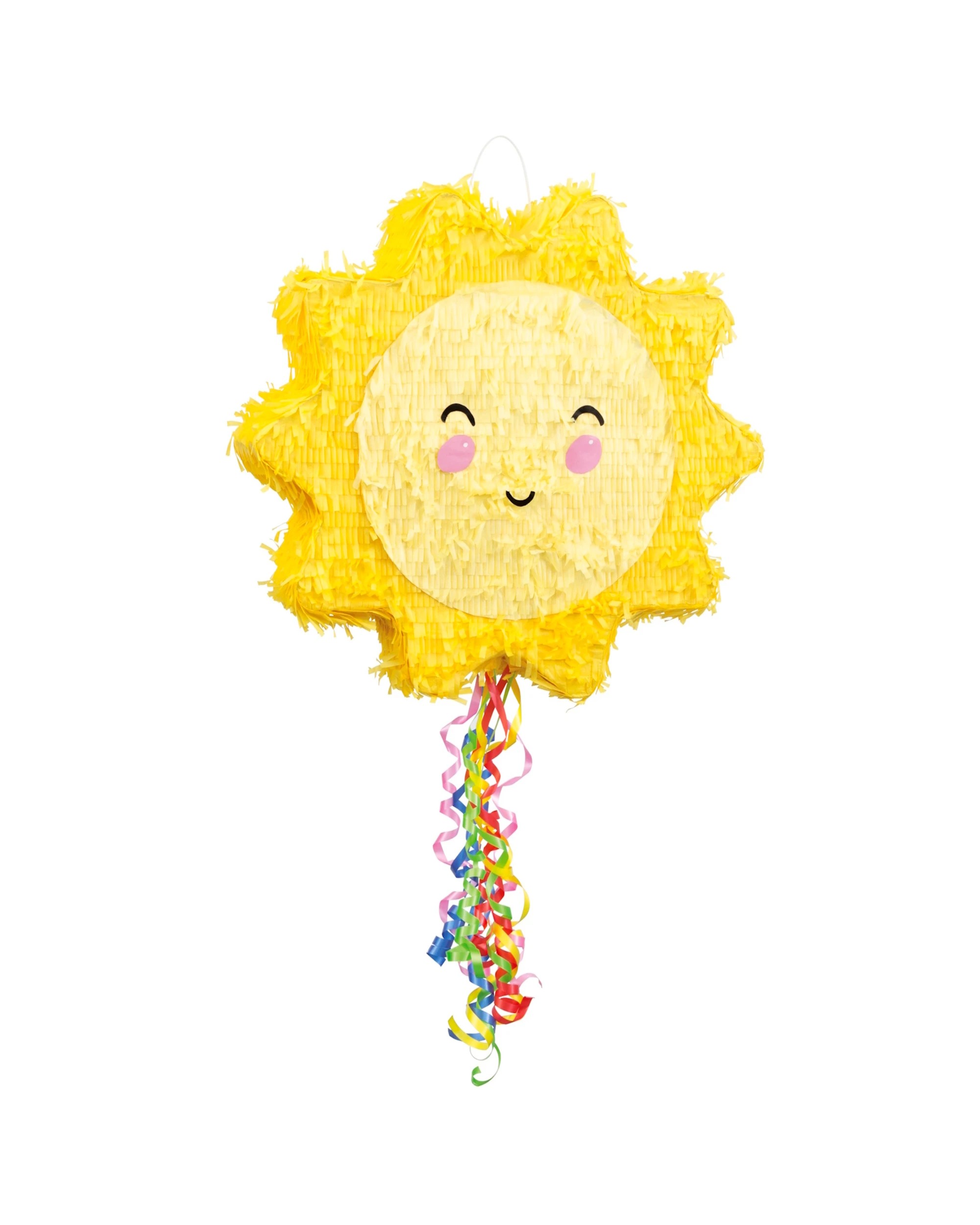 1 Unique Smiling Sun Pull String Pinata - Yellow, 1 of 1