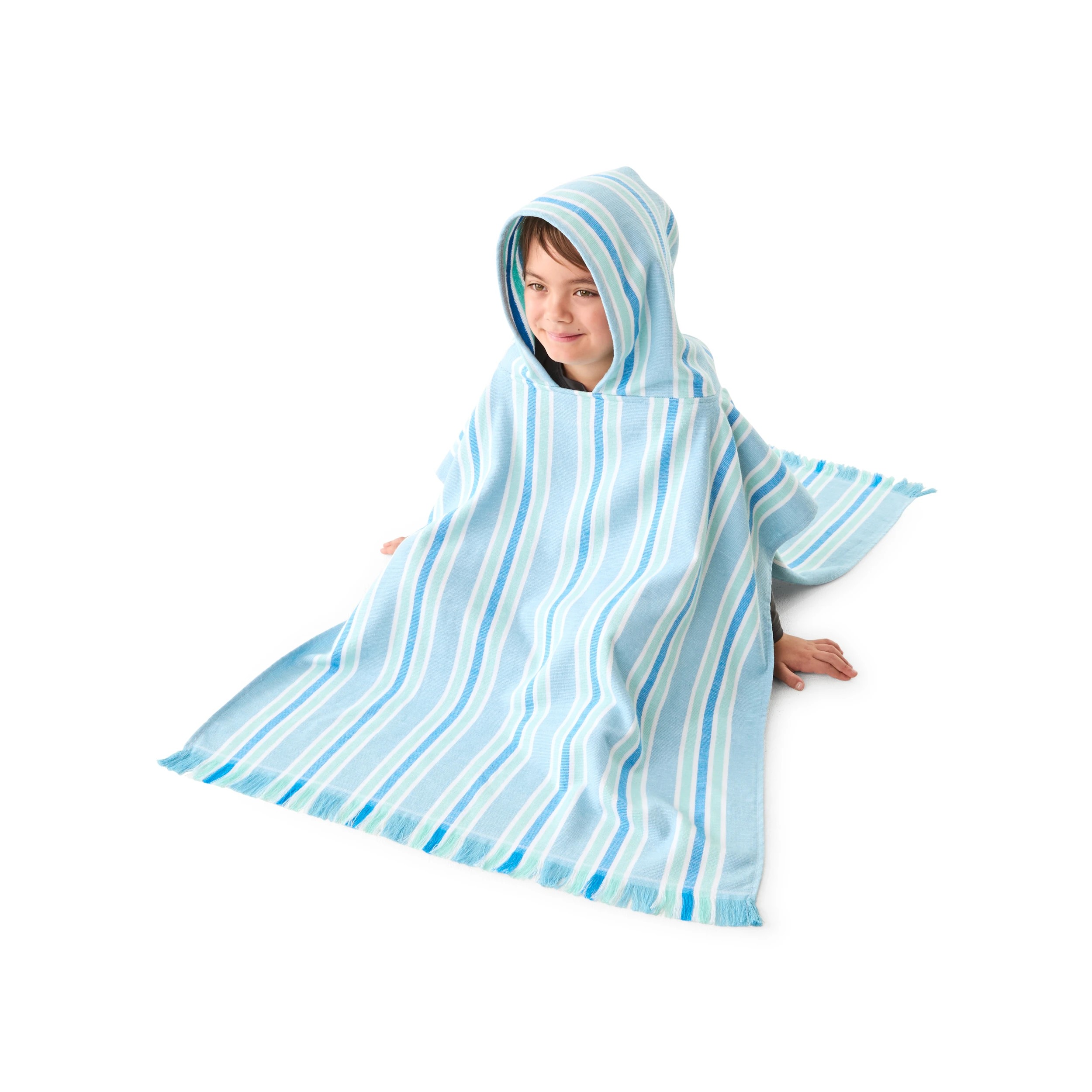 5 Cotton Kids Hooded Beach Towel - Blue, 5 of 9