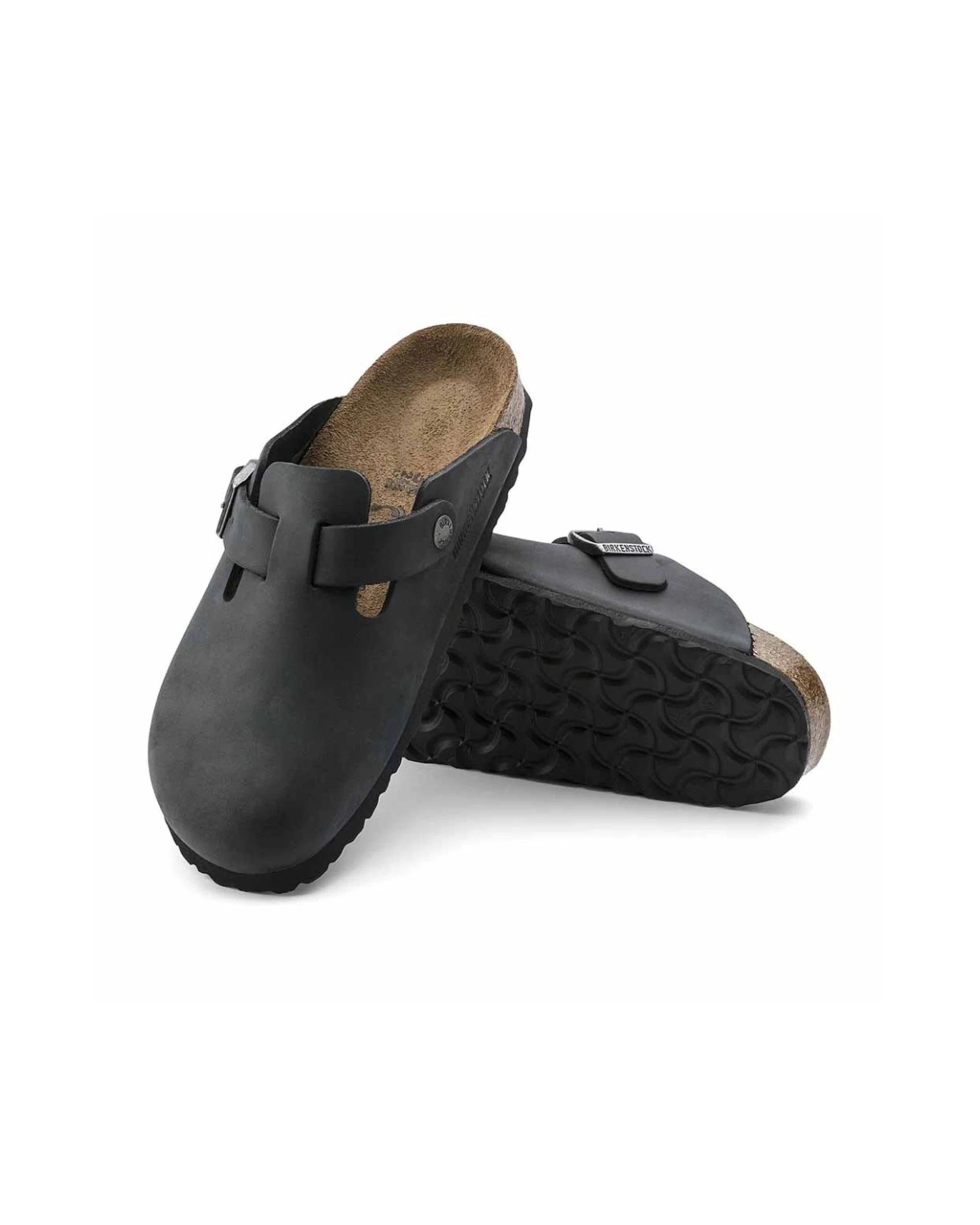 2 Birkenstock Boston Oiled Leather Clogs Regular Width BLACK, 2 of 6