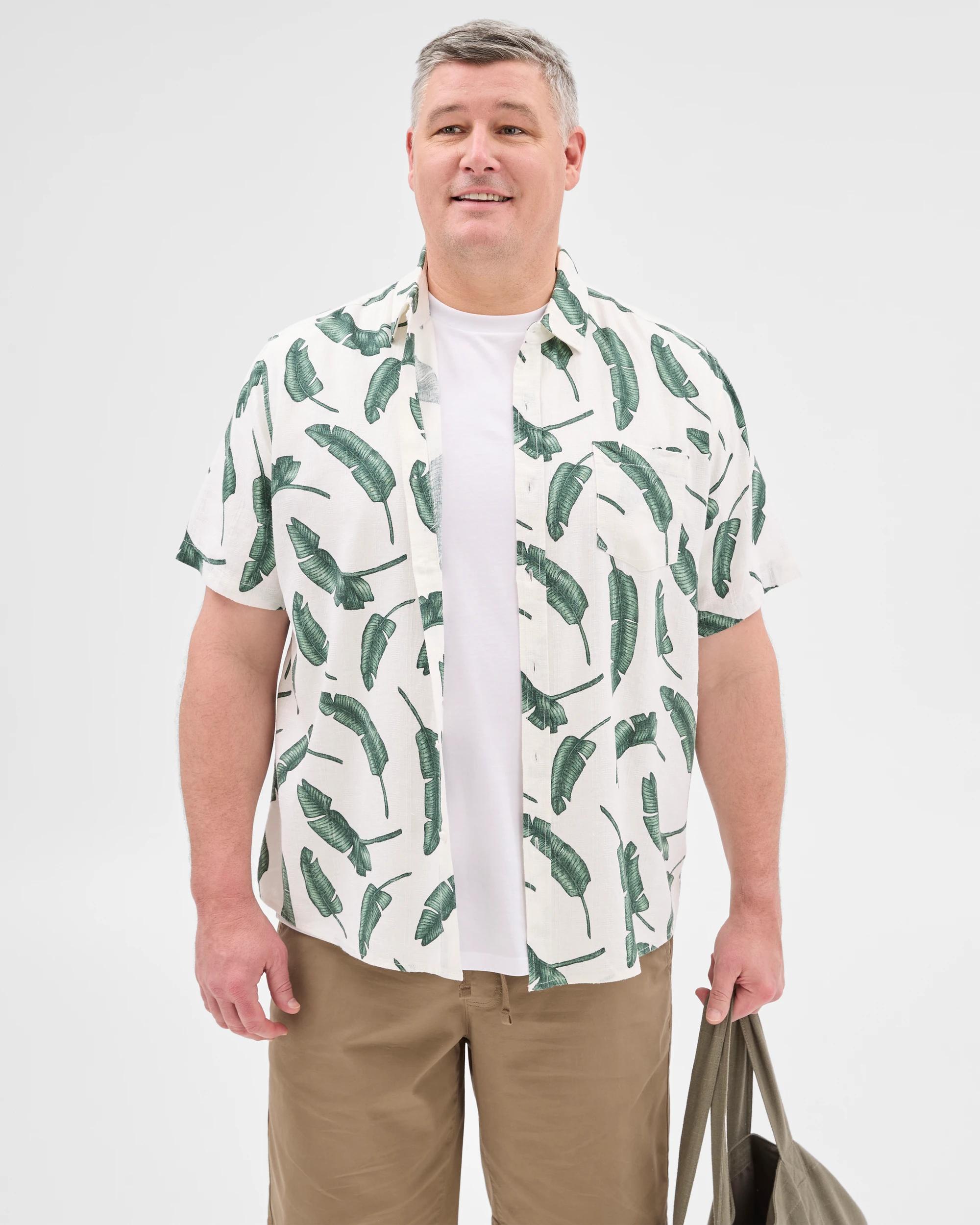 2 Target Plus Size Leaf Print Shirt WHITE, 2 of 5