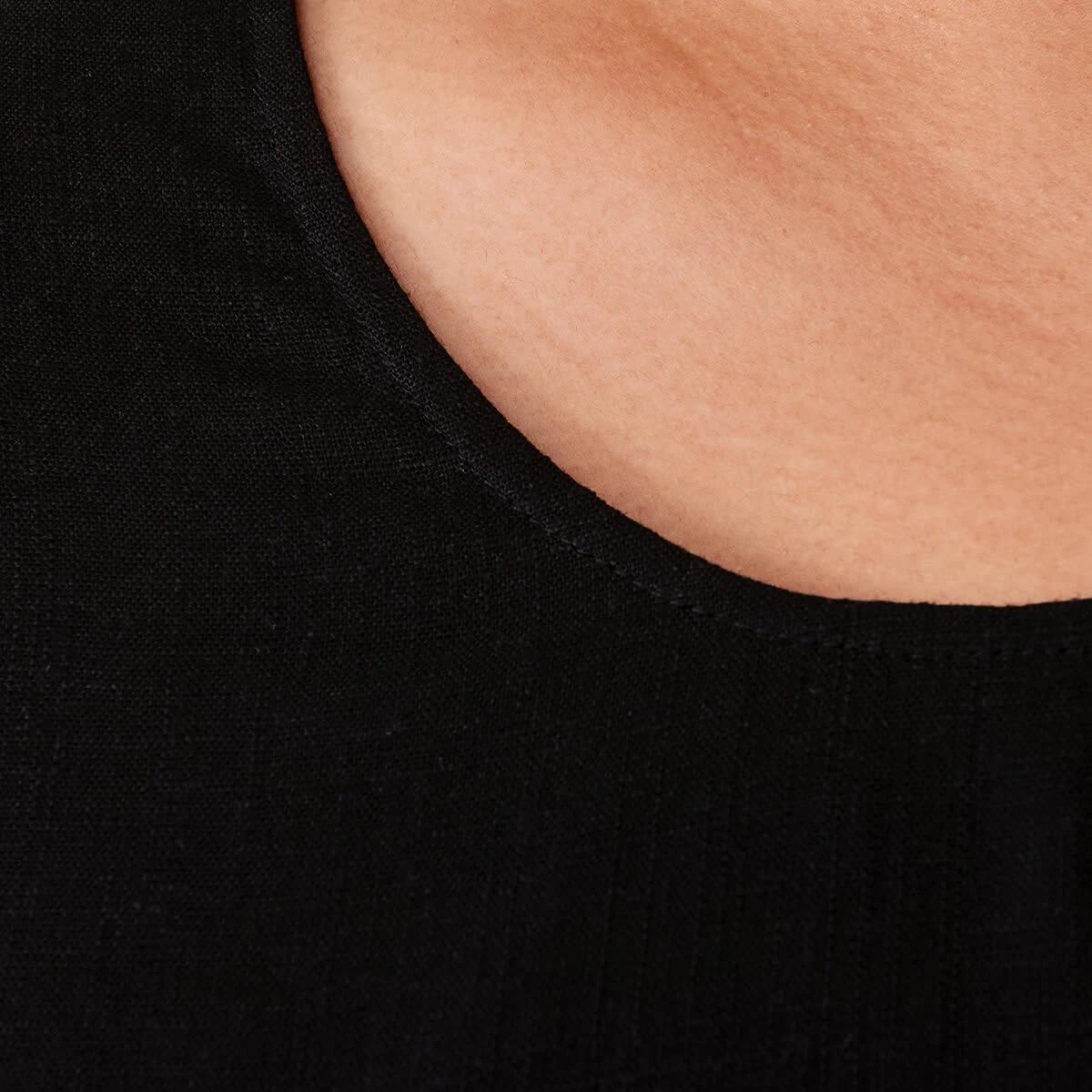 6 Curve Short Sleeve Button Back Top Black, 6 of 7