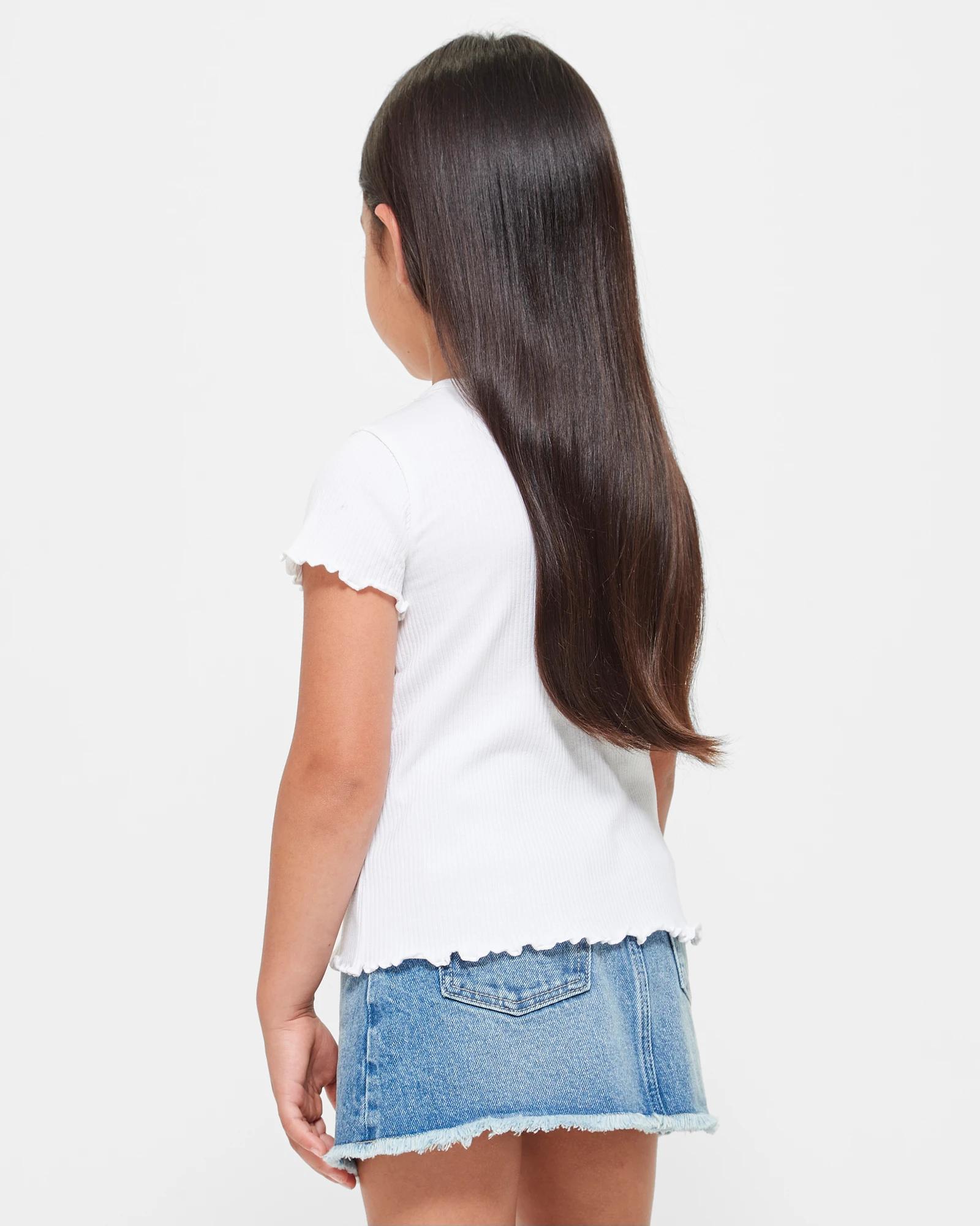 3 Target Australian Cotton Girls Rib T-shirt WHITE, 3 of 6