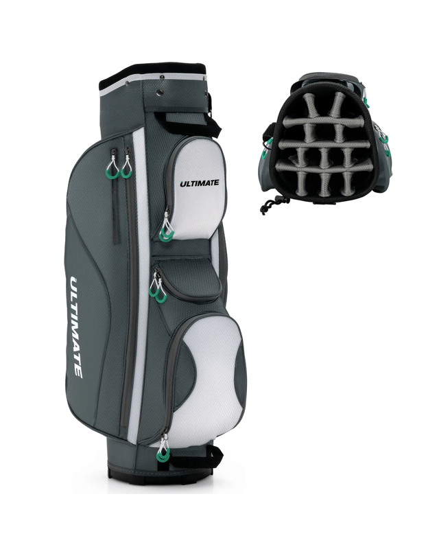 Costway 14 Dividers Golf Cart Bag Golf Travel Bag w/7 Zippered Pocket Cooler Bag Rain Hood - 