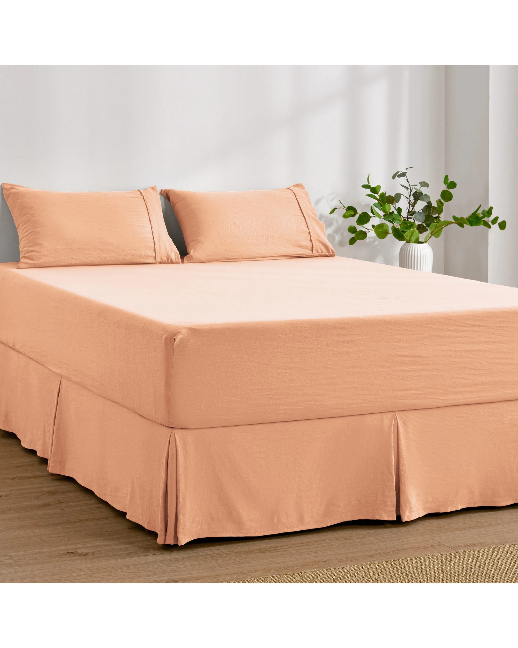 3 Dreamaker Superfine Washed Microfibre Pleated Valance - King Single Bed - Peach, 3 of 9