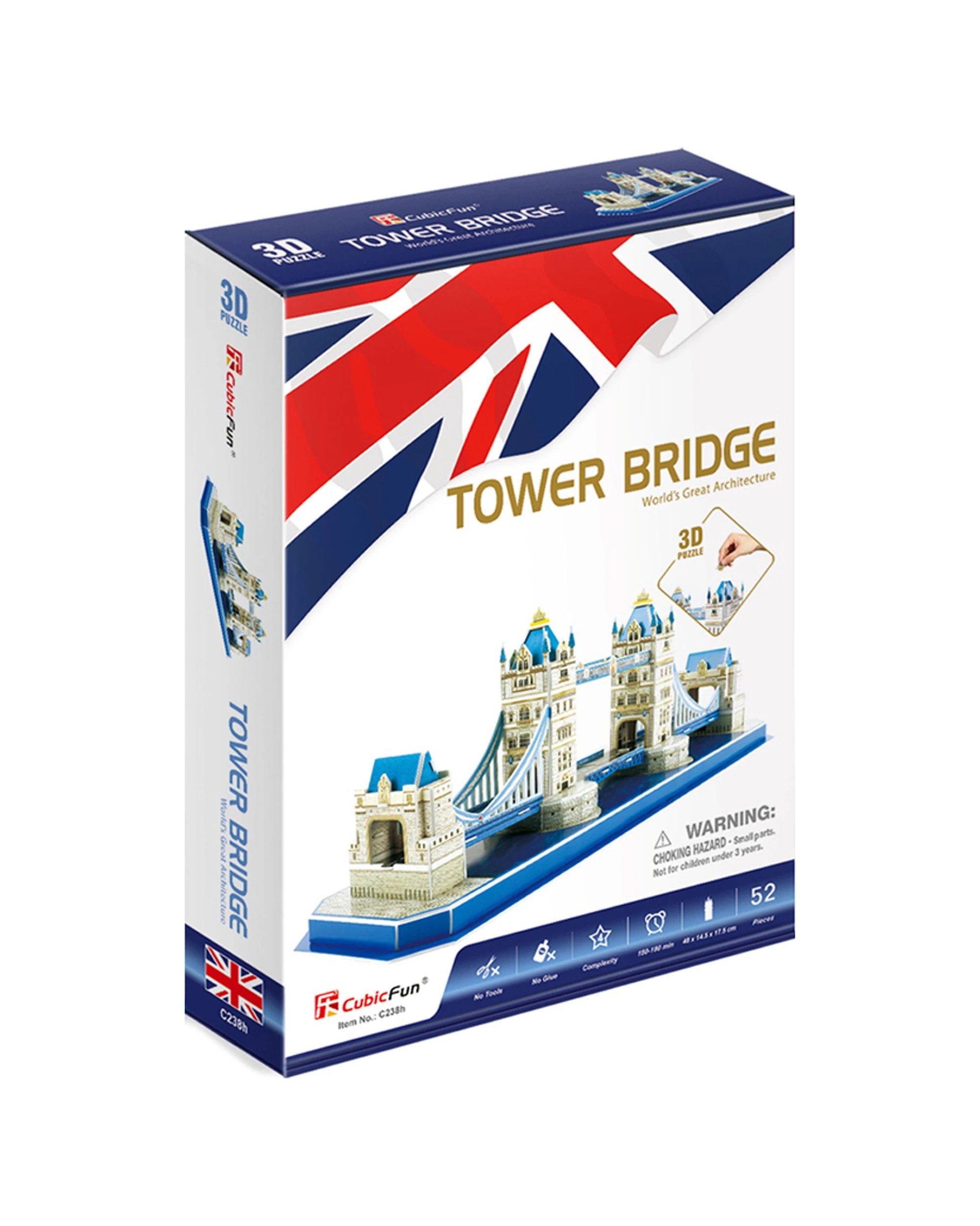 CubicFun 52pc Tower Bridge 3D Puzzle Kids Toy Interactive Construction ...