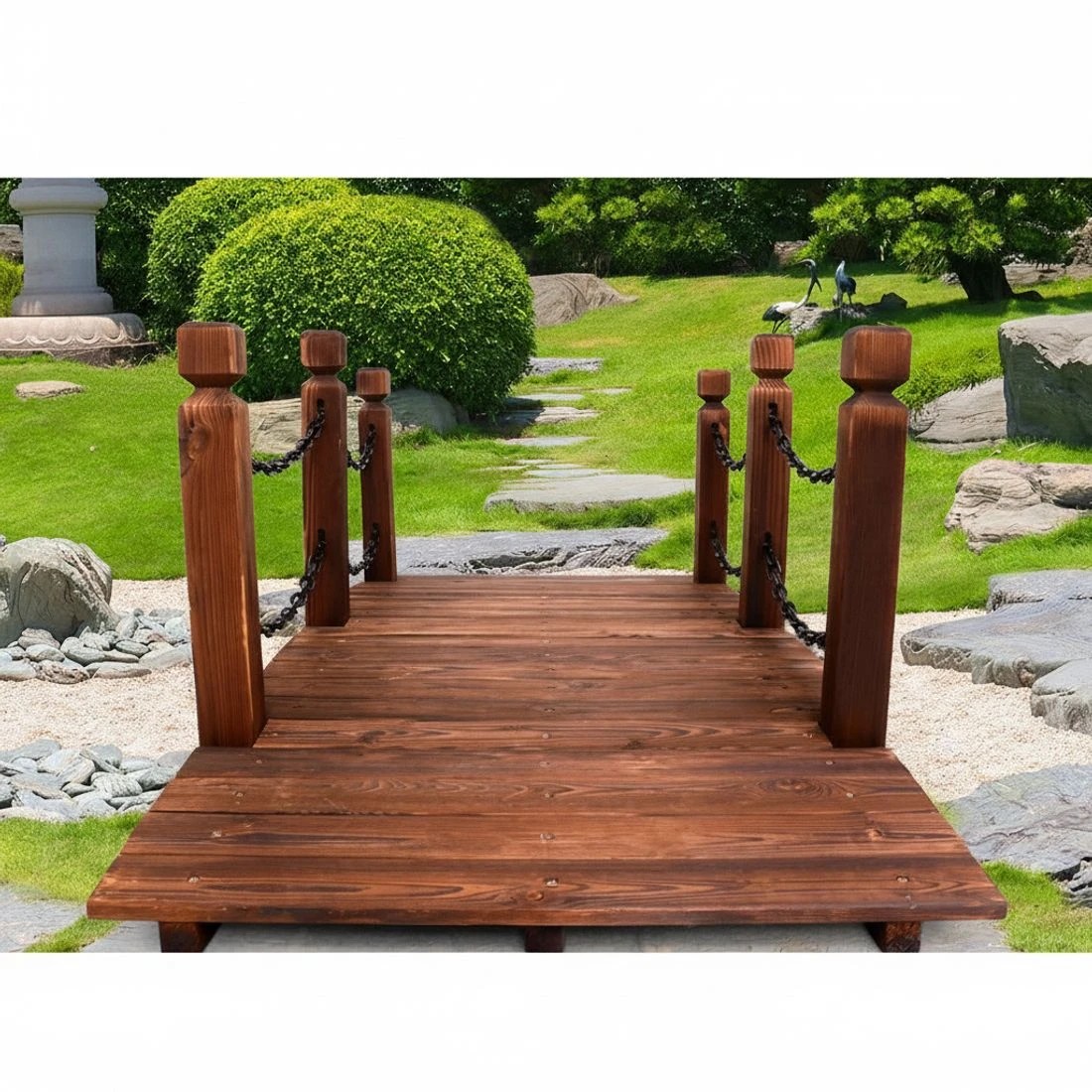 4 Gardeon Garden Decor Outdoor Ornament Wooden Bridge Chain - Brown, 4 of 7