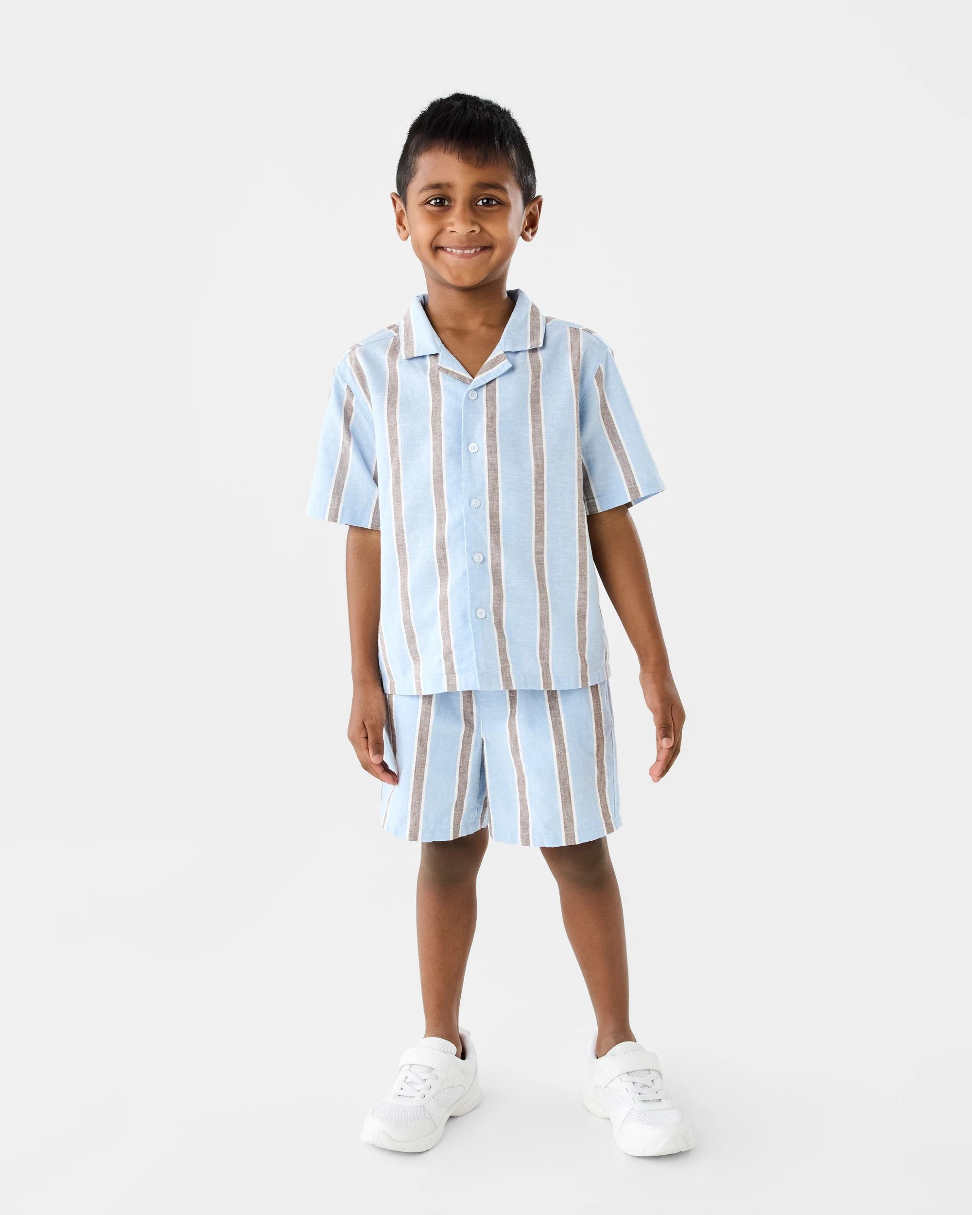 5 Linen Blend Shorts Blu Stripe, 5 of 6