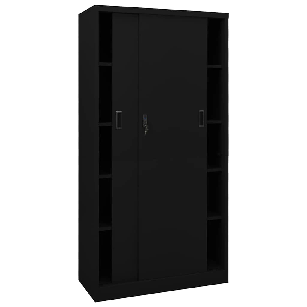3 vidaXL Office cabinet Height-Adjustable Shelves - Black - Black, 3 of 10